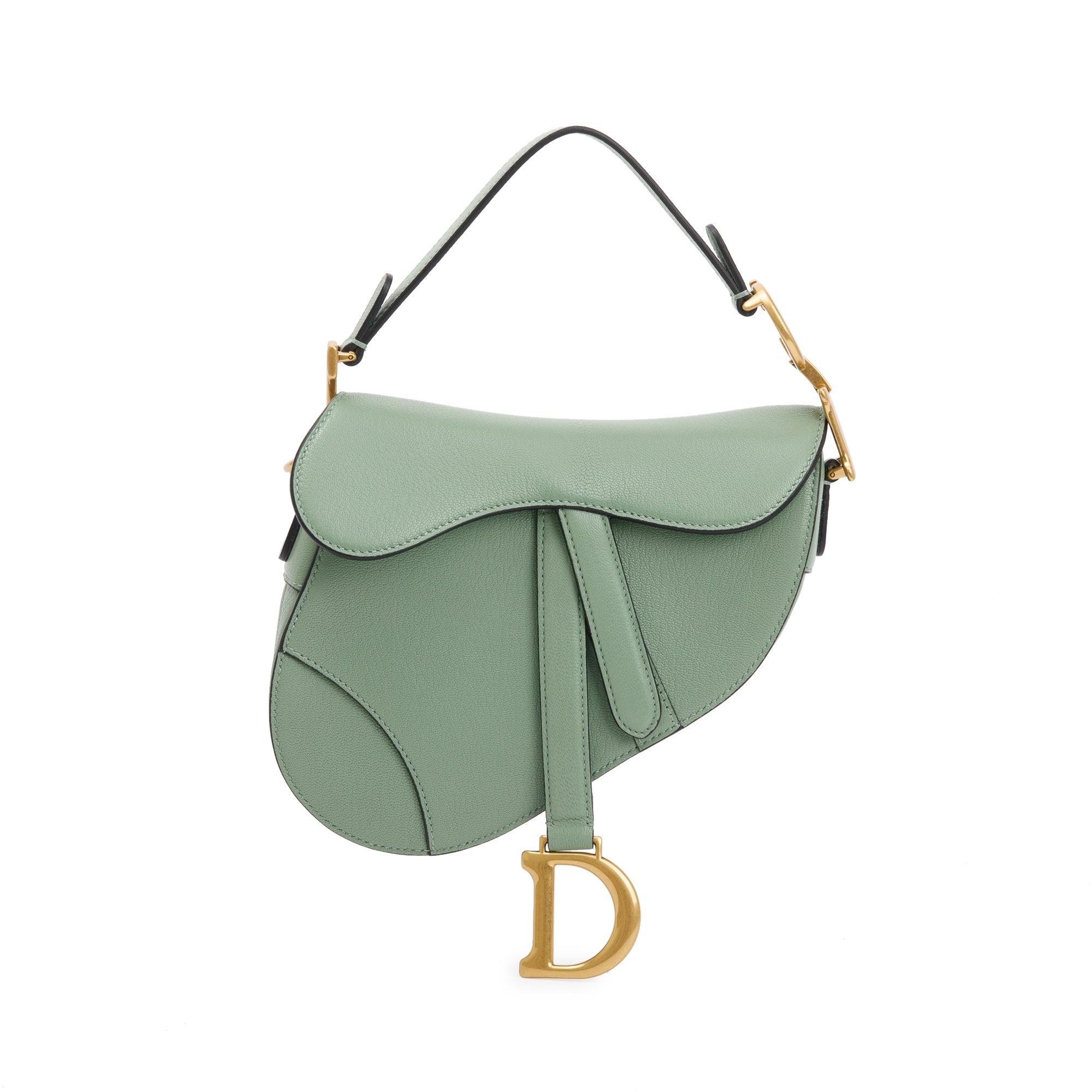 Christian Dior 2020 Green Calfskin Leather Mini Saddle Bag w/ Authenticity Card & Box