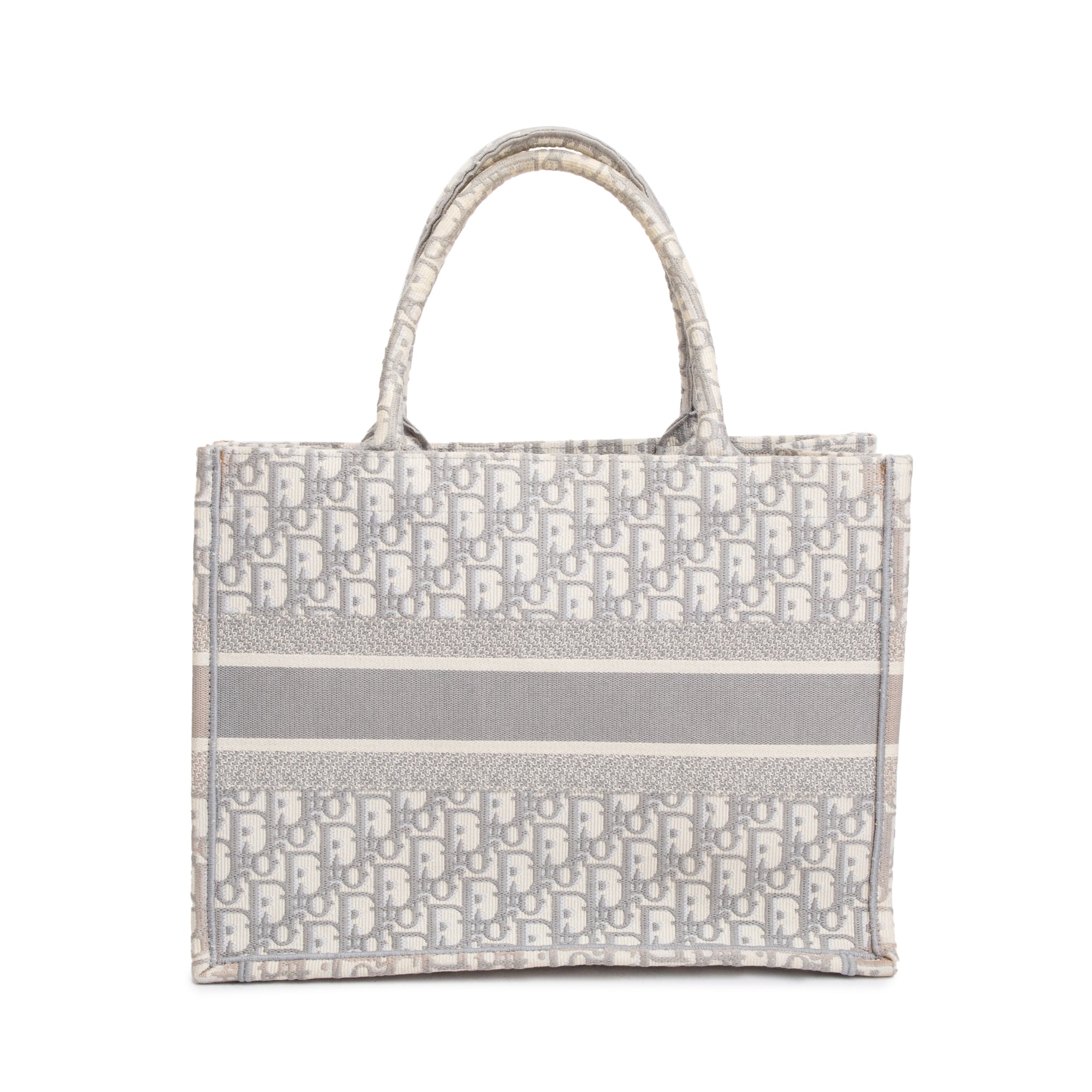Christian Dior 2020 Grey Oblique Embossed Leather Medium Book Tote w/ Receipt