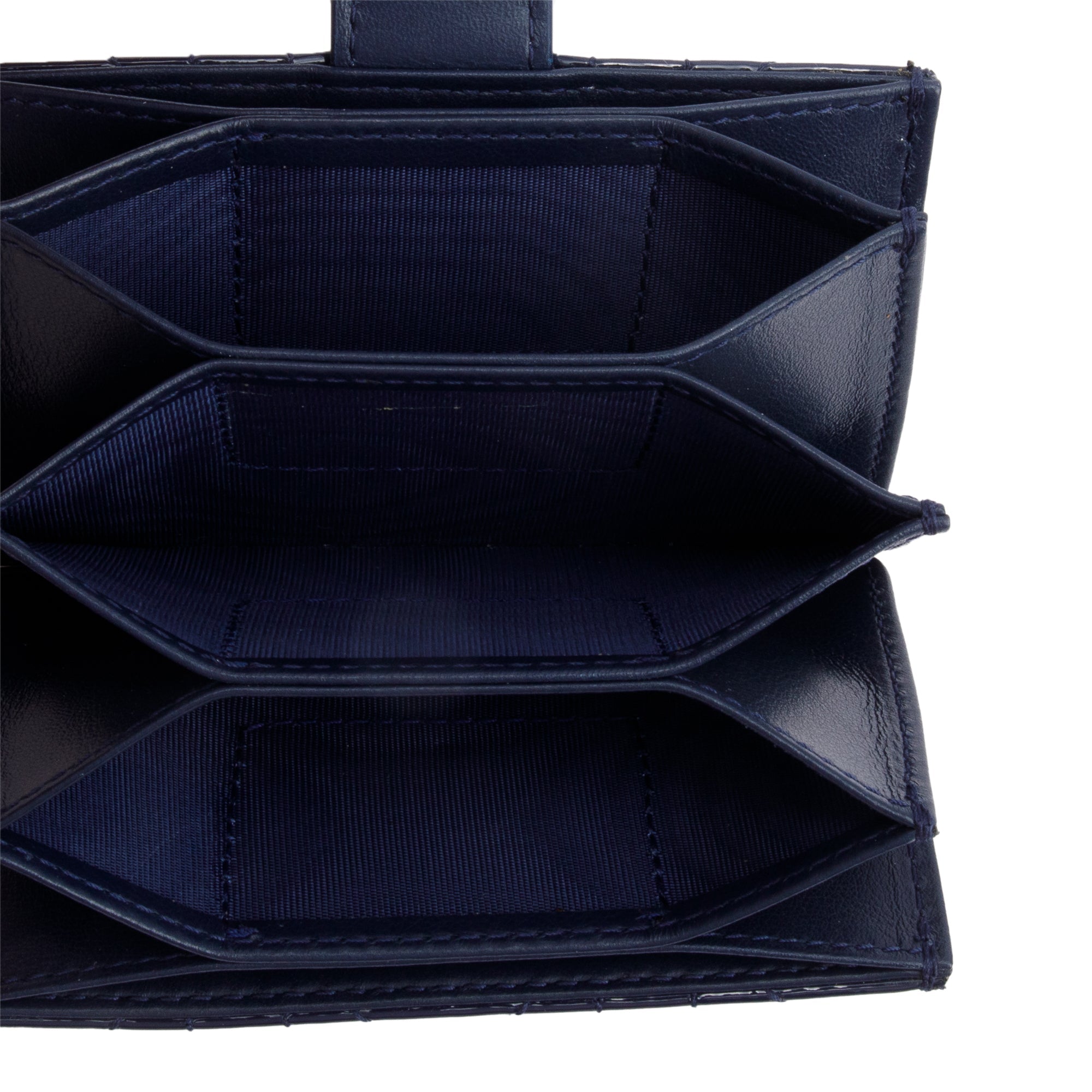 Christian Dior 2020 Navy Cannage Patent Leather Lady Dior Jasmin Card Holder