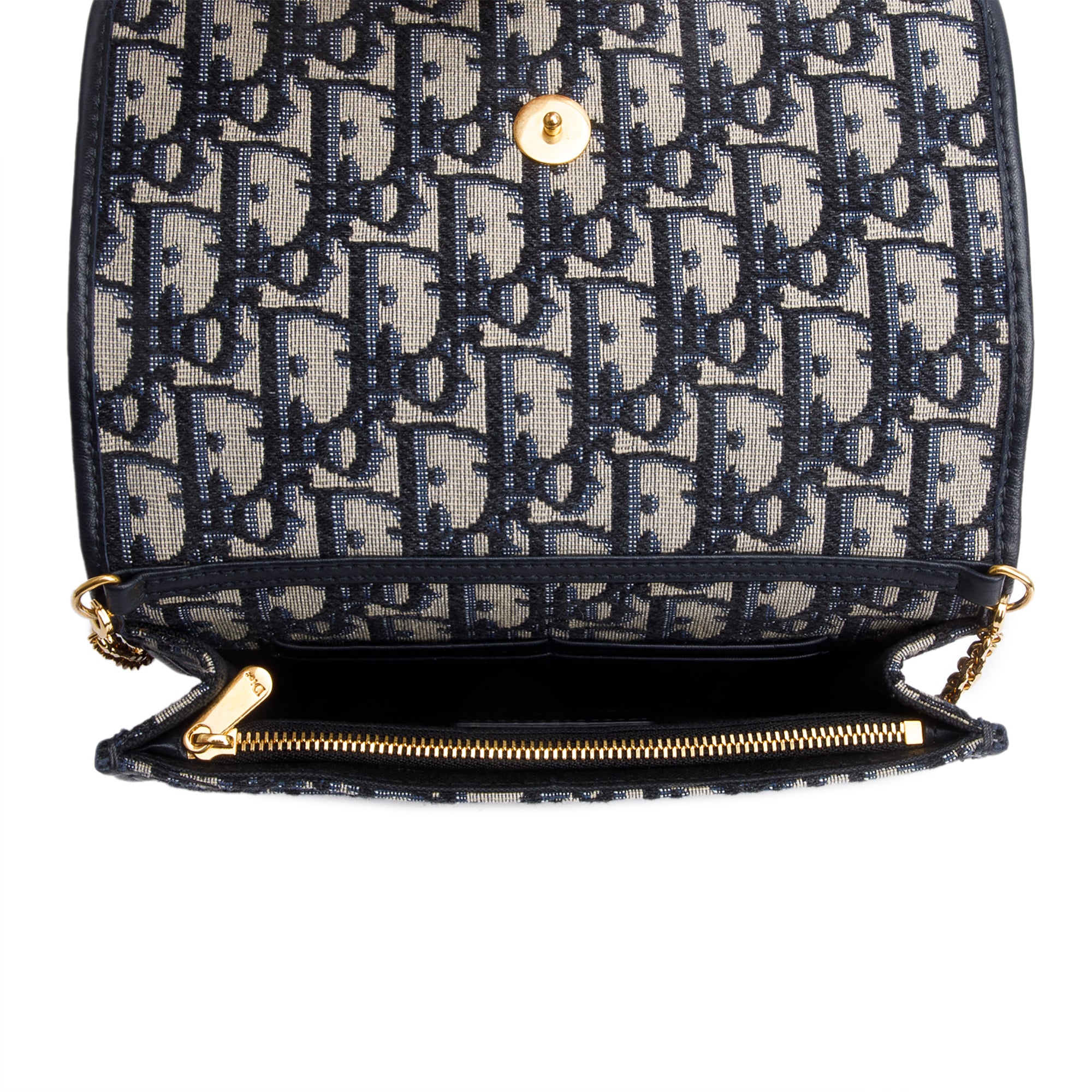Christian Dior 2020 Navy Oblique 30 Montaigne 2-In-1 Pouch Bag w/ Box & Authenticity Card