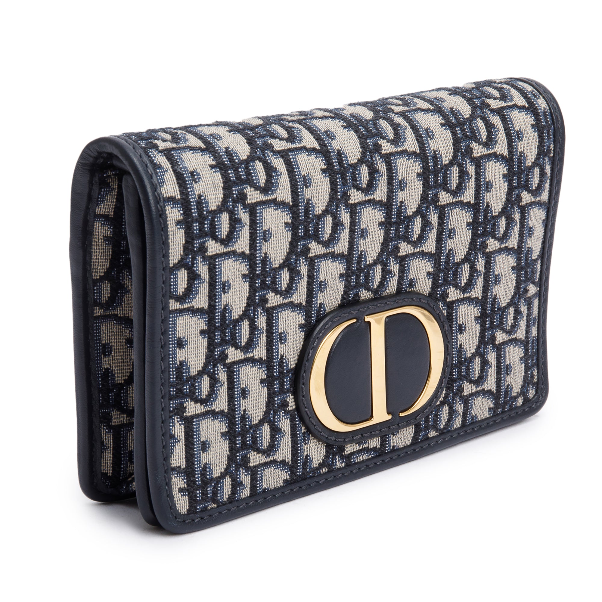 Christian Dior 2020 Navy Oblique 30 Montaigne 2-In-1 Pouch Bag w/ Box & Authenticity Card