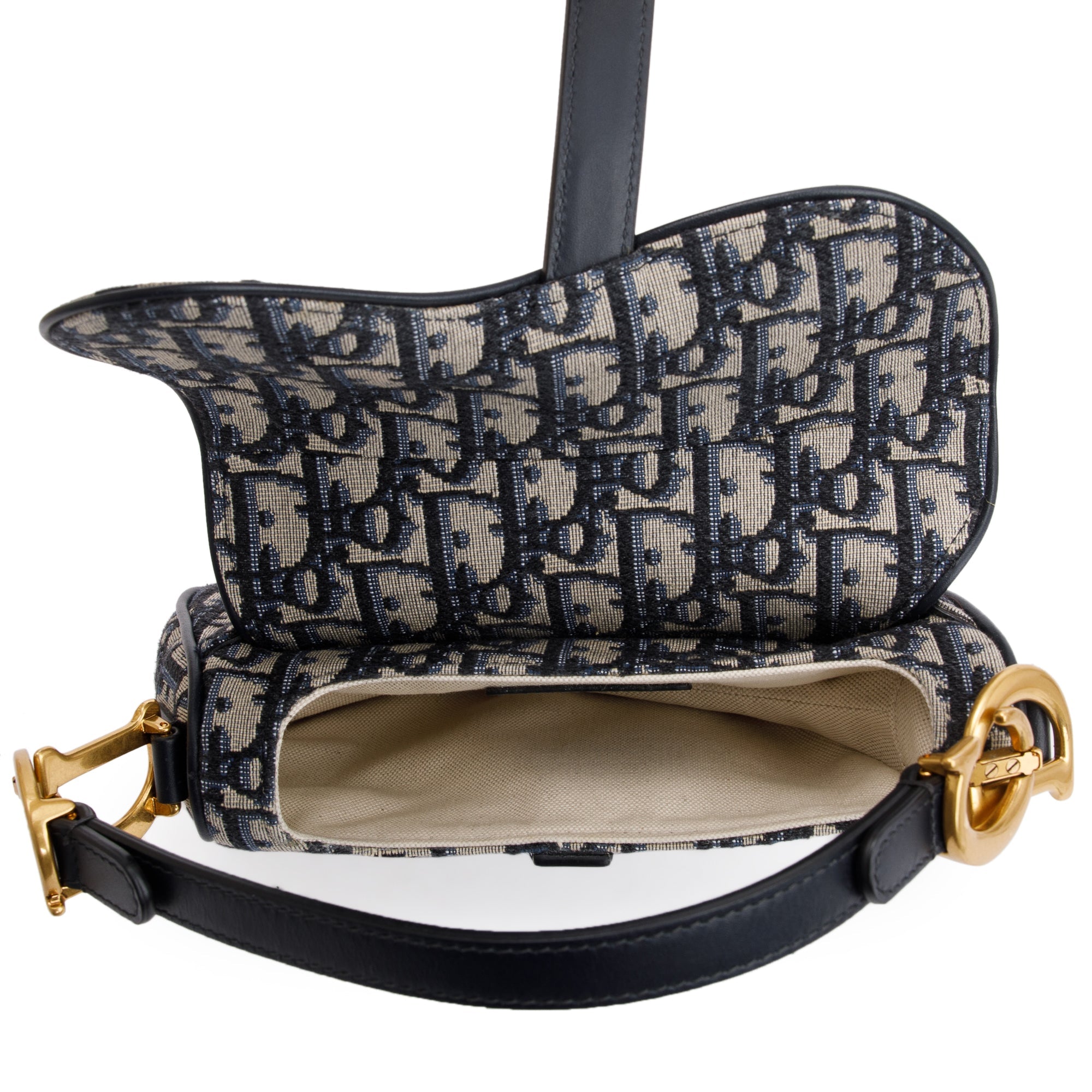 Christian Dior 2020 Oblique Mini Saddle Bag w/ Shoulder Strap