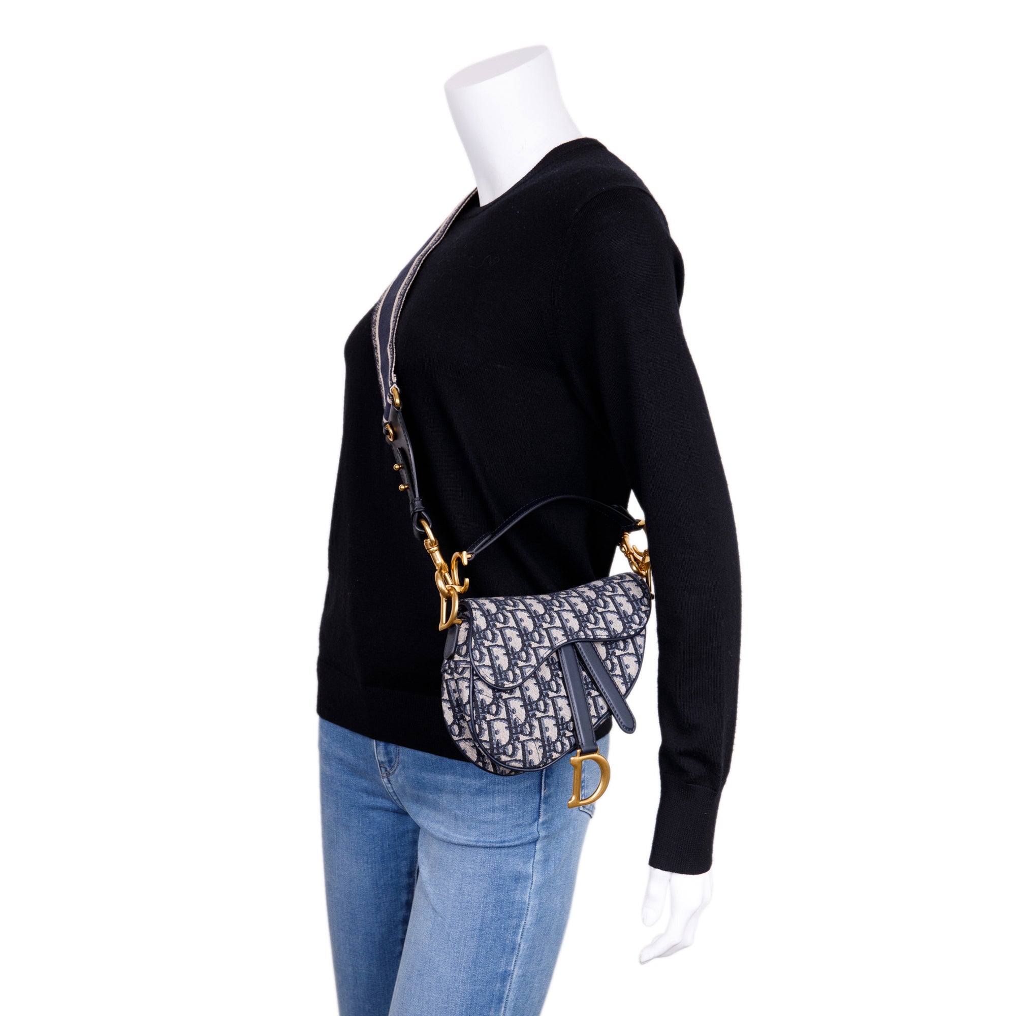 Christian Dior 2020 Oblique Mini Saddle Bag w/ Shoulder Strap