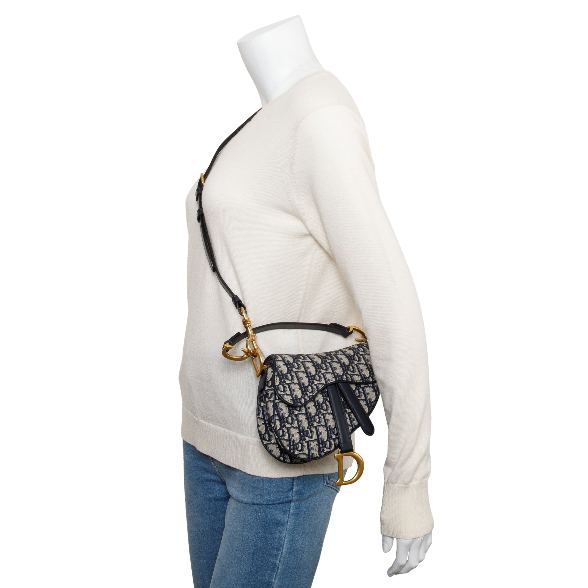 Christian Dior 2020 Oblique Mini Saddle Bag w/ Shoulder Strap w/ Box