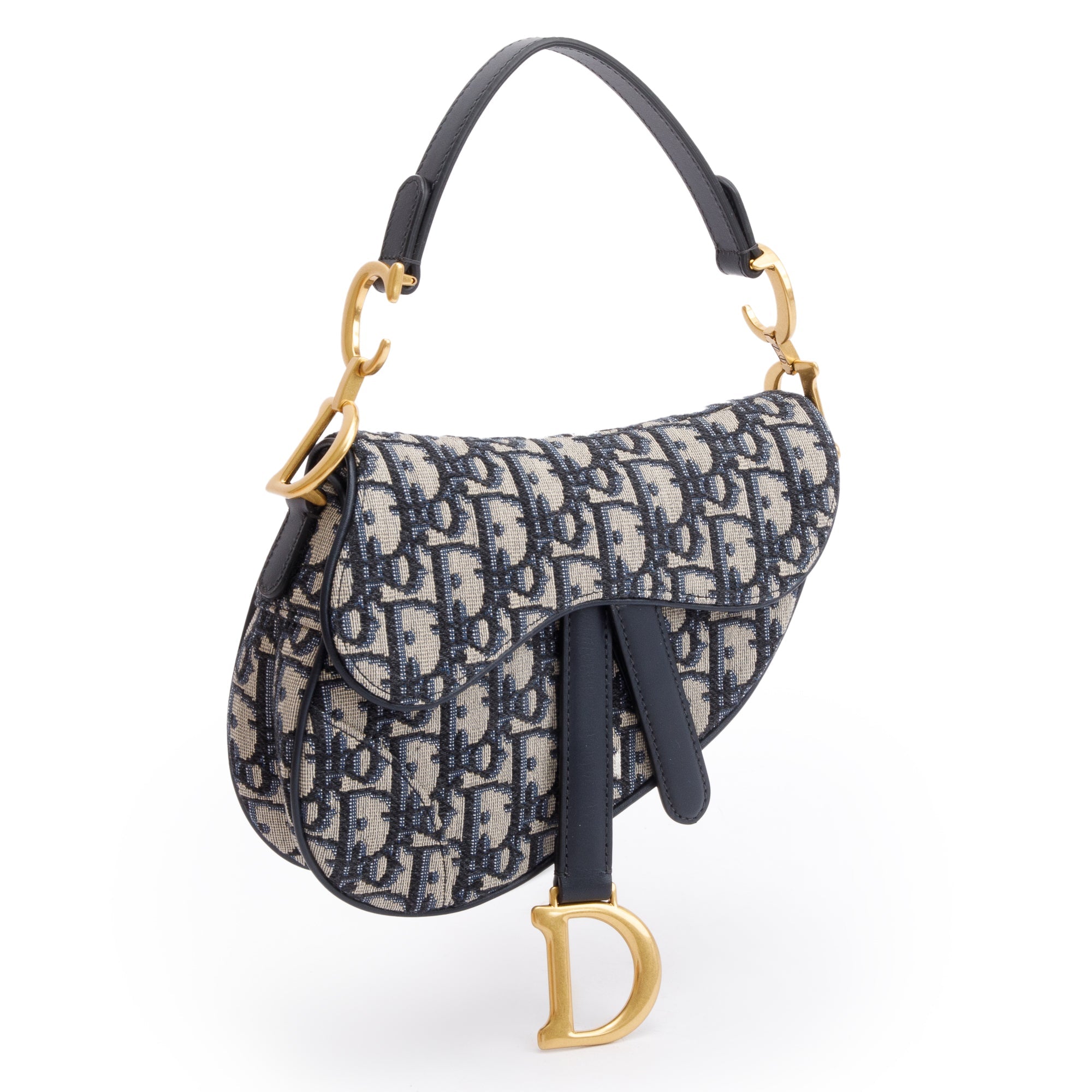 Christian Dior 2020 Oblique Mini Saddle Bag w/ Shoulder Strap w/ Box