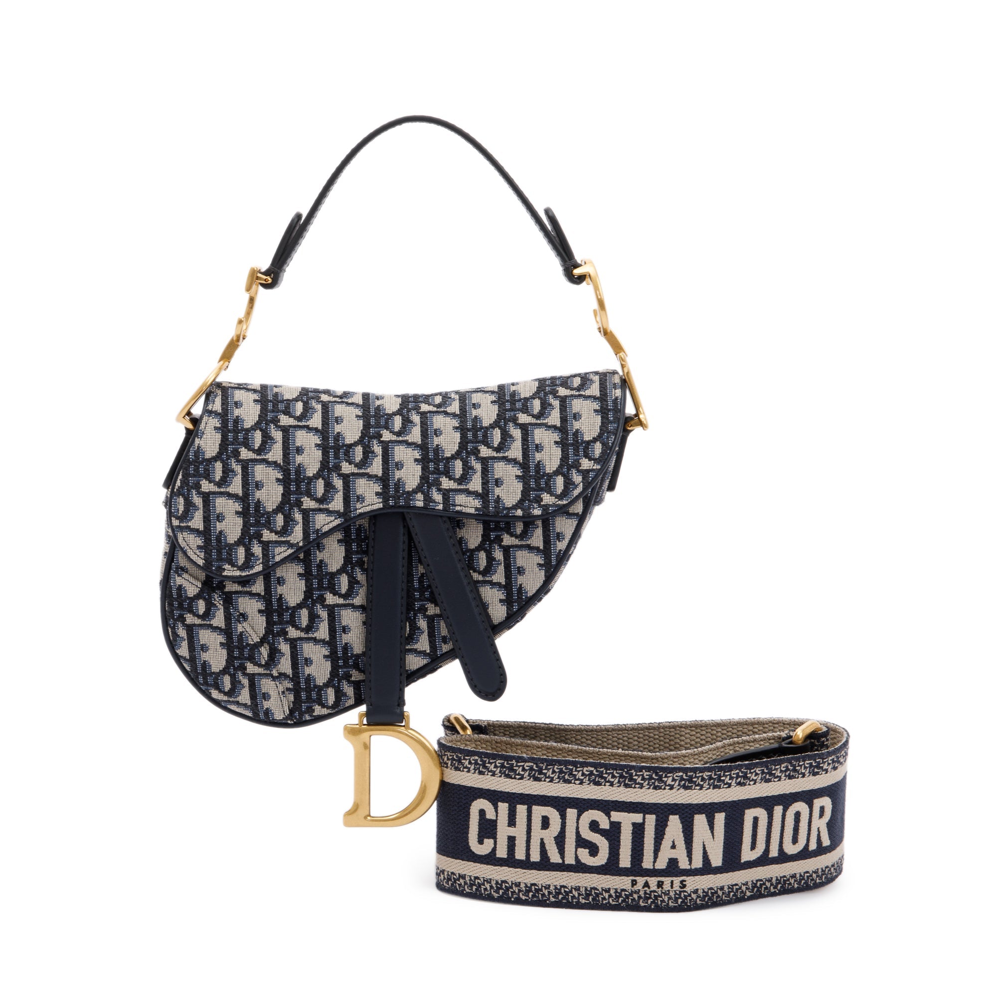 Christian Dior 2020 Oblique Mini Saddle Bag w/ Shoulder Strap