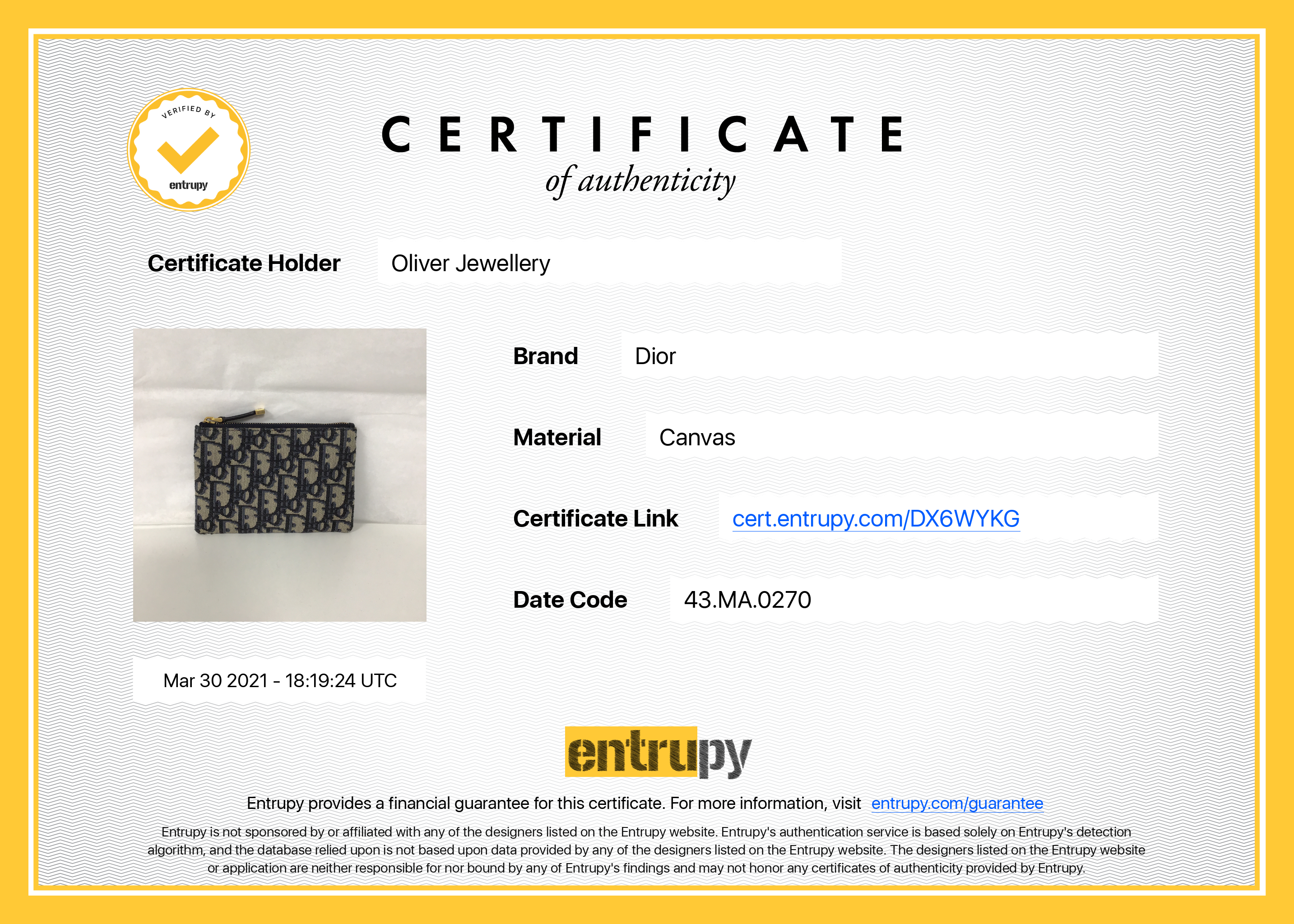 Christian Dior 2020 Oblique Pouch