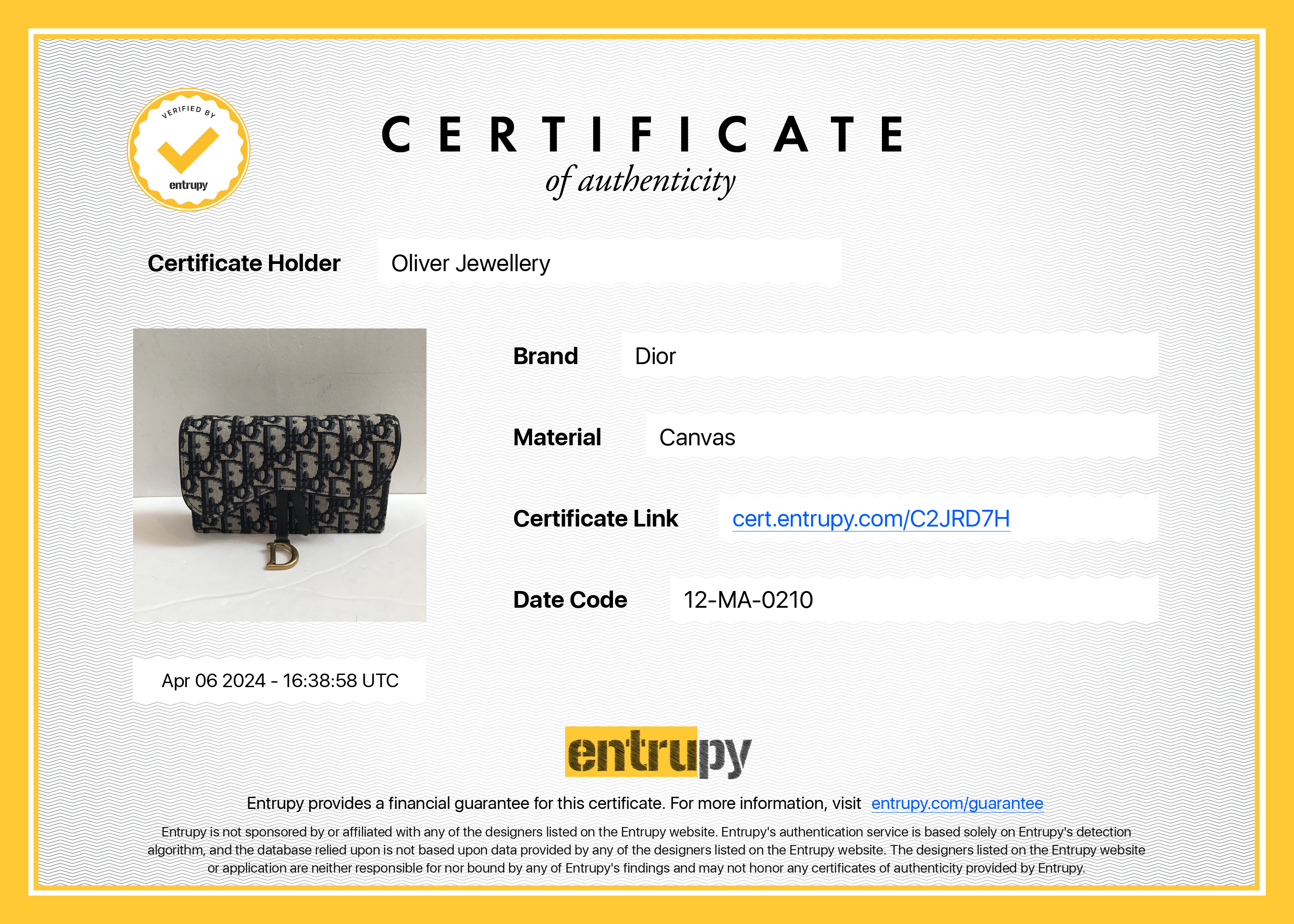 Christian Dior 2020 Oblique Saddle Belt Pouch w/ Box & Authenticity Card