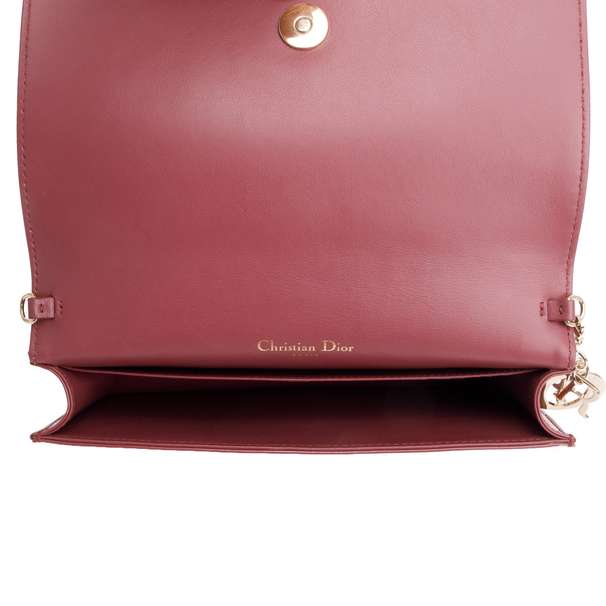 Christian Dior 2020 Pink Cannage Patent Leather Lady Dior Chain Pouch w/ Inserts