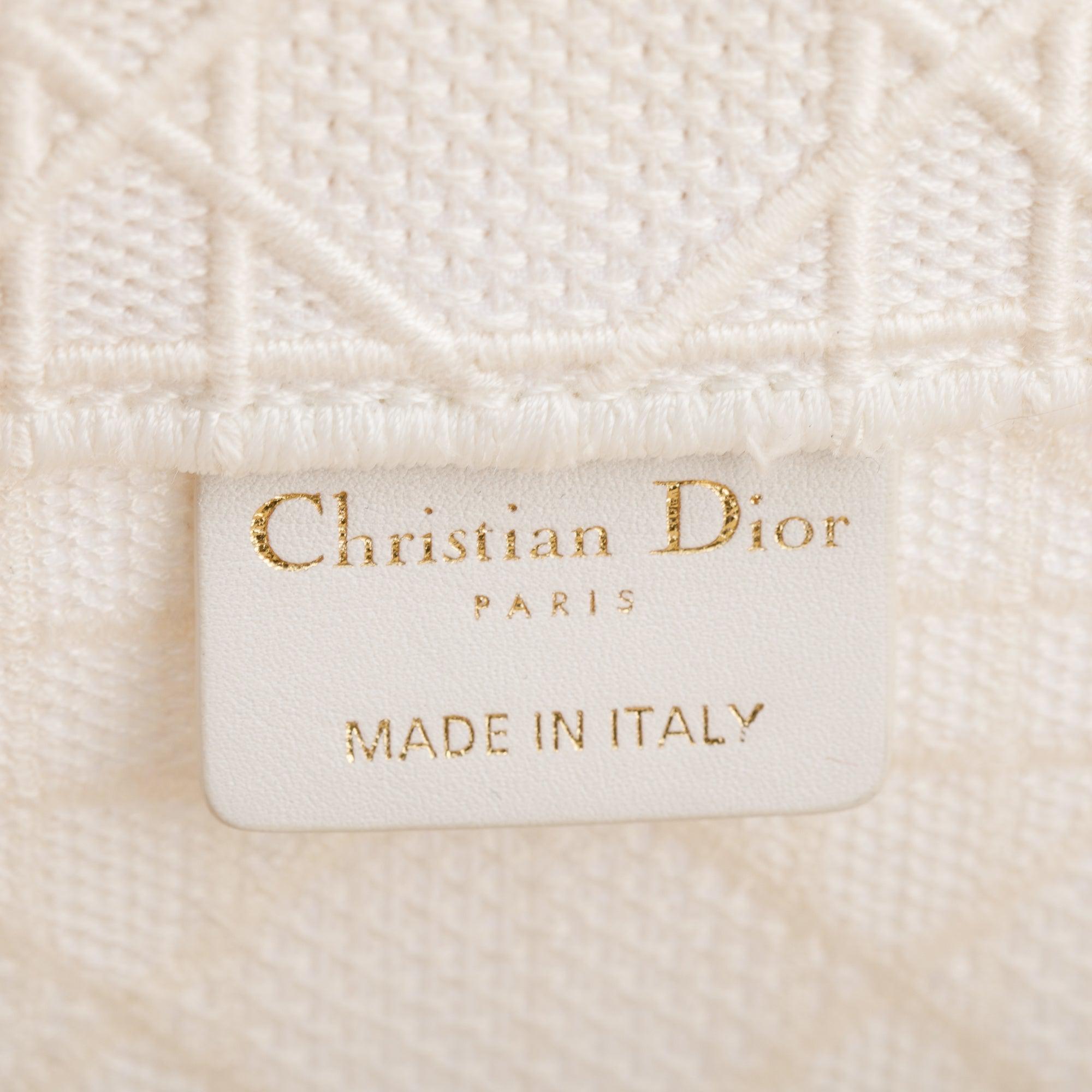 Christian Dior 2020 White Cannage Embroidery Medium Book Tote