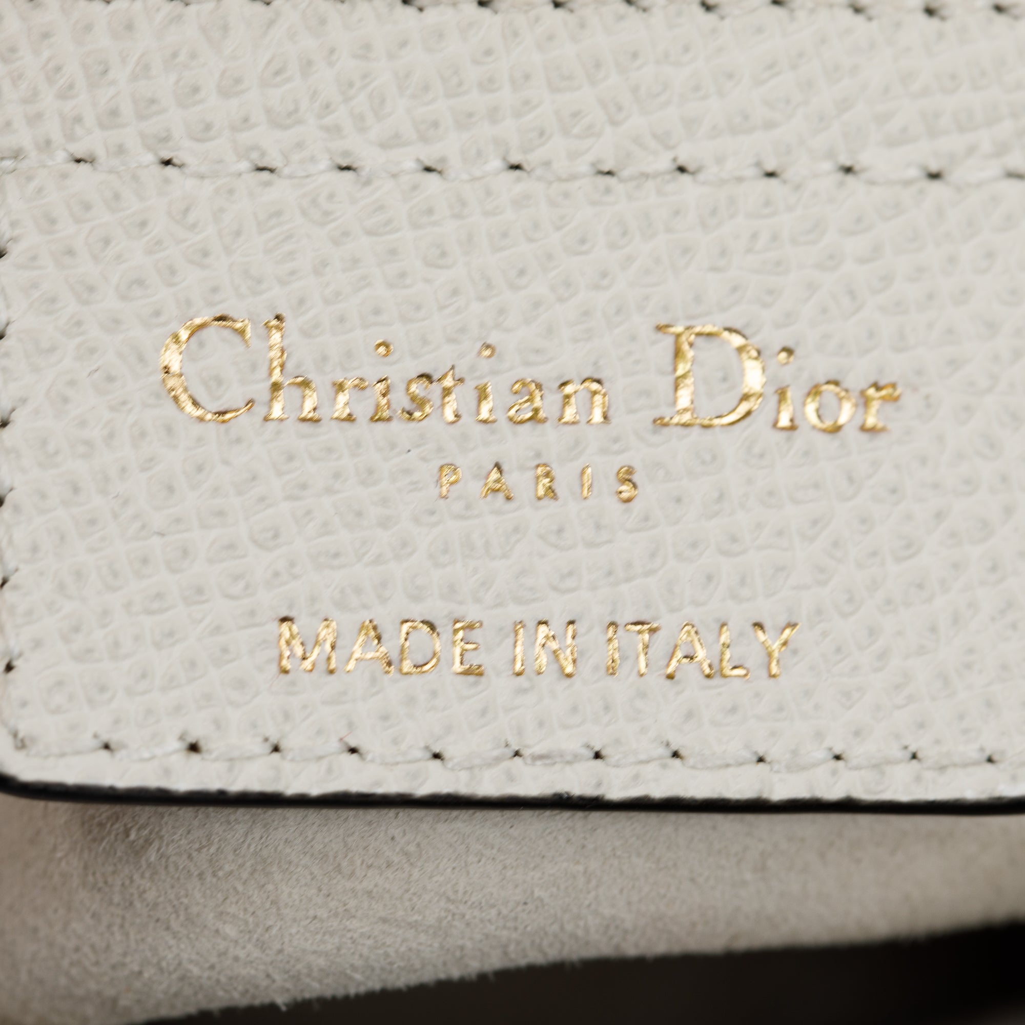 Christian Dior 2020 White Grained Calfskin Leather Medium Saddle Bag