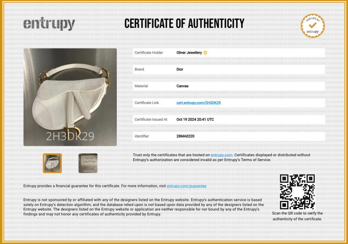 Christian Dior 2020 White Oblique Mini Saddle Bag w/ Shoulder Strap, Box & Certificate