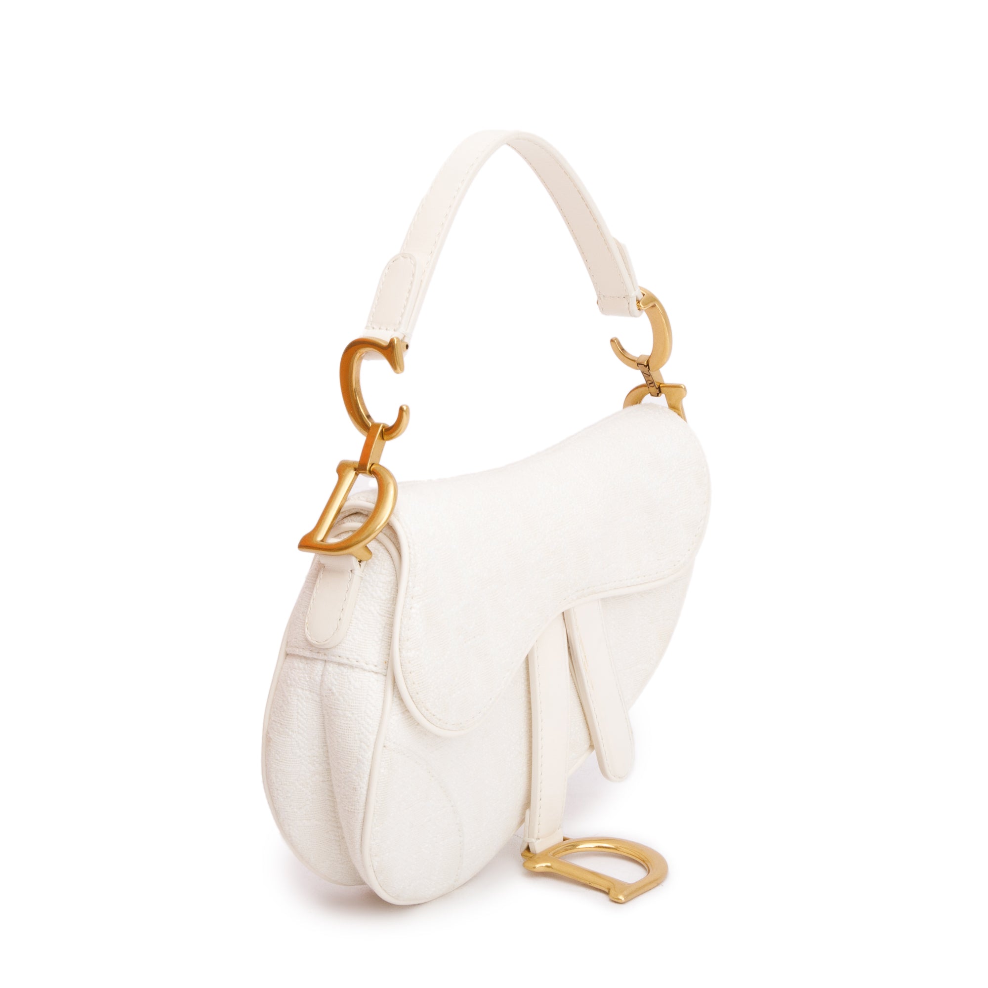 Christian Dior 2020 White Oblique Mini Saddle Bag w/ Shoulder Strap, Box & Certificate