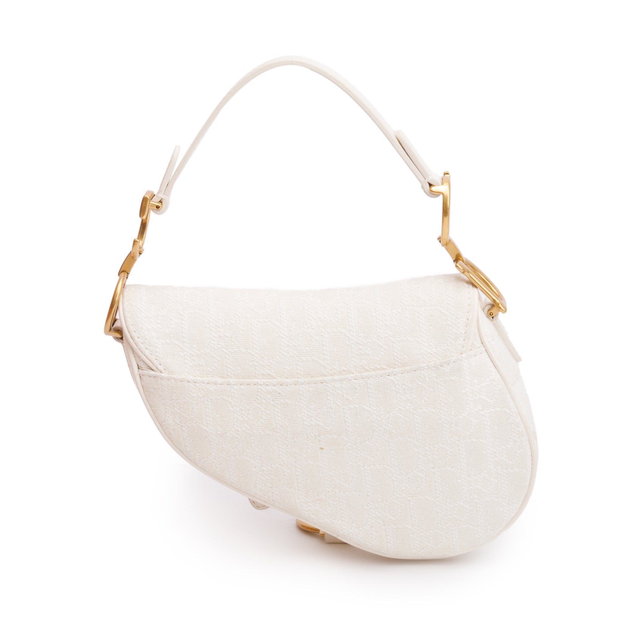 Christian Dior 2020 White Oblique Mini Saddle Bag w/ Shoulder Strap, Box & Certificate