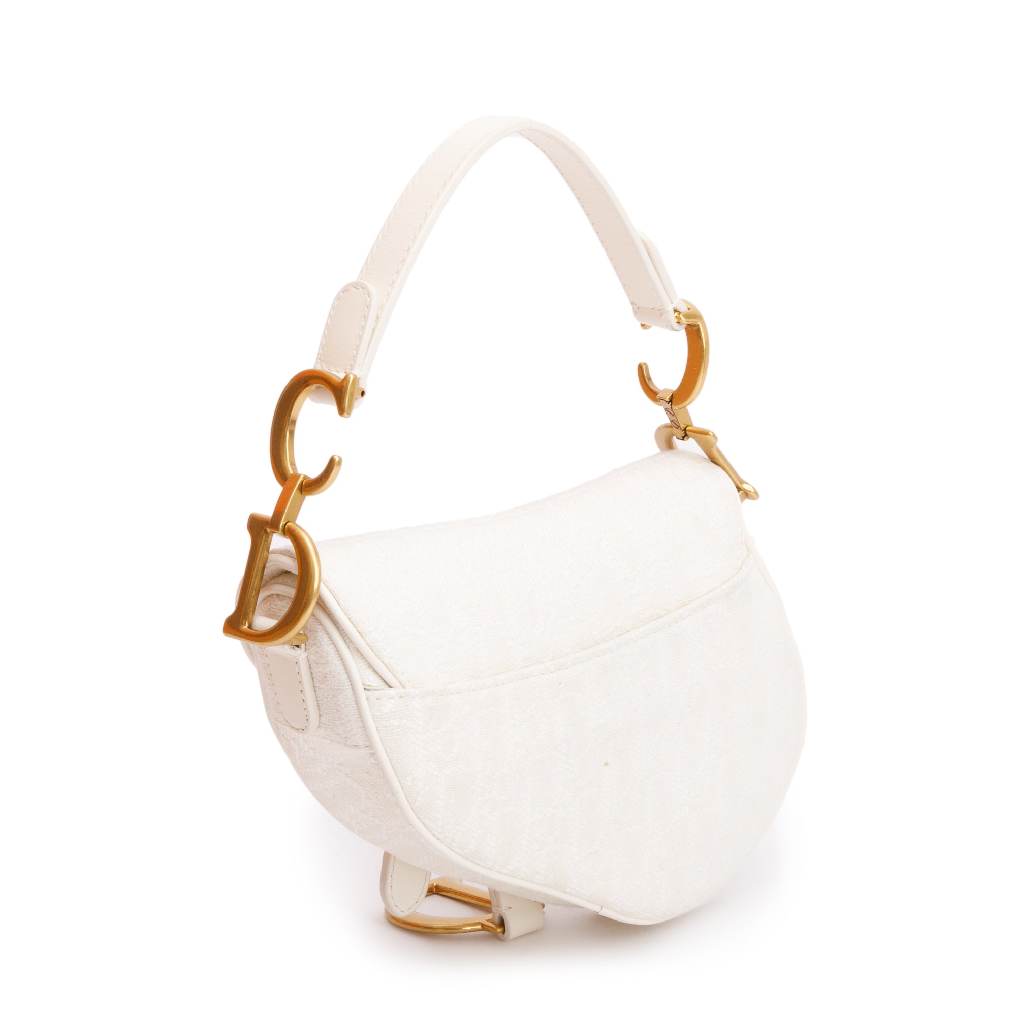 Christian Dior 2020 White Oblique Mini Saddle Bag w/ Shoulder Strap, Box & Certificate