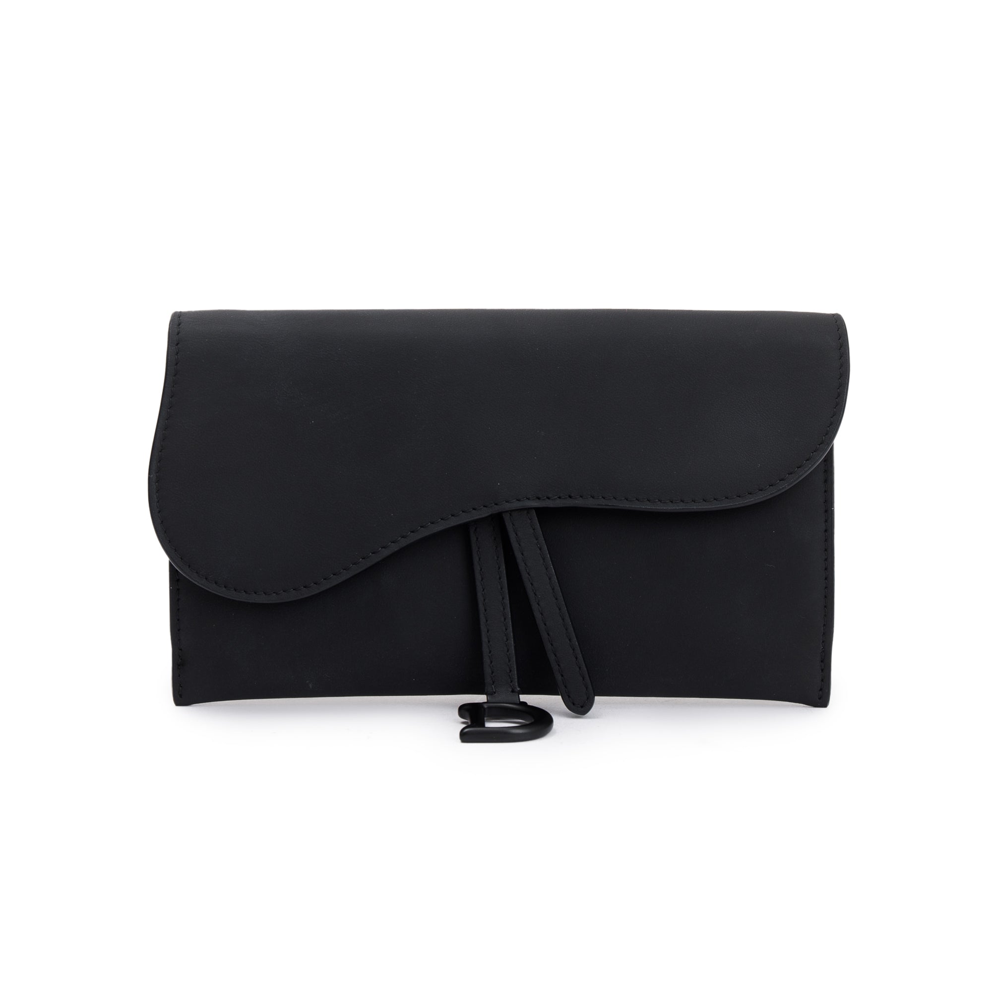 Christian Dior 2021 Black Leather Long Saddle Wallet With Chain