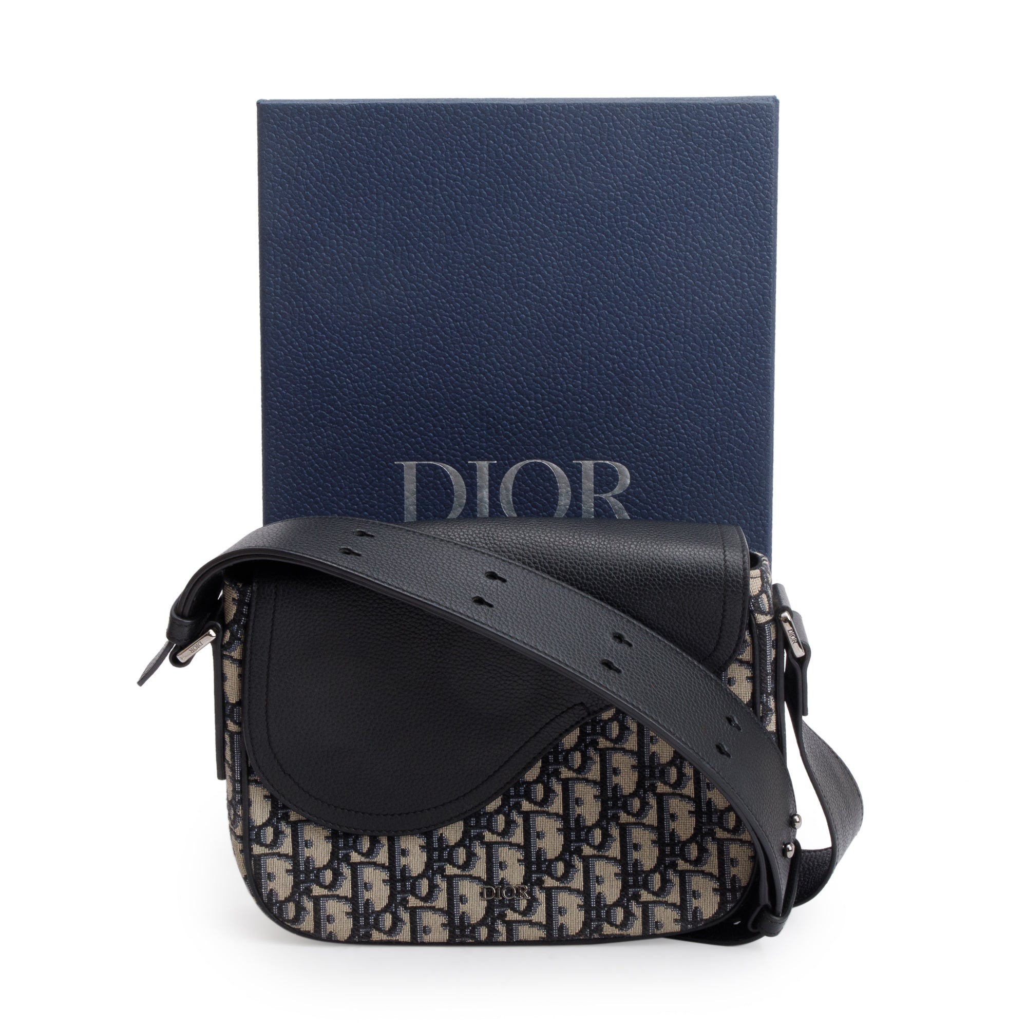 Christian Dior 2021 Black Oblique Mini Saddle Messenger Bag w/ Box & Authenticity Card