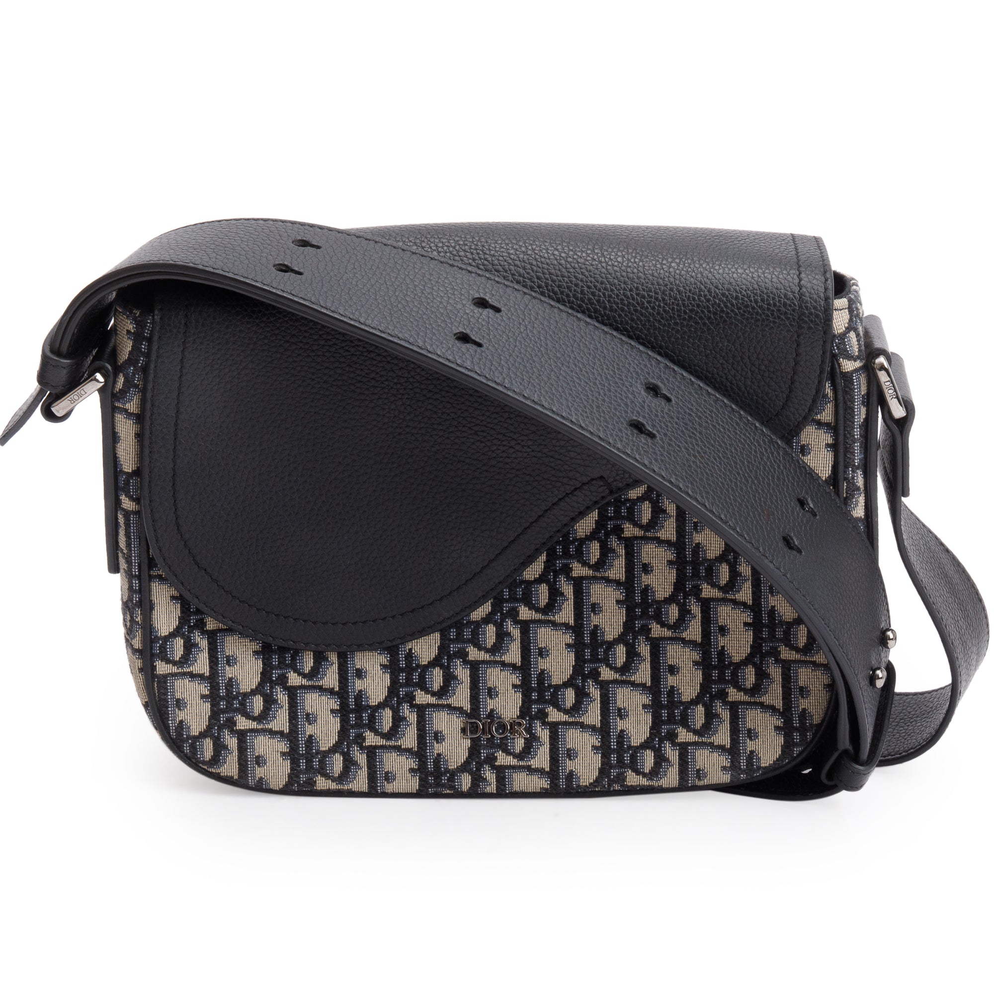 Christian Dior 2021 Black Oblique Mini Saddle Messenger Bag w/ Box & Authenticity Card