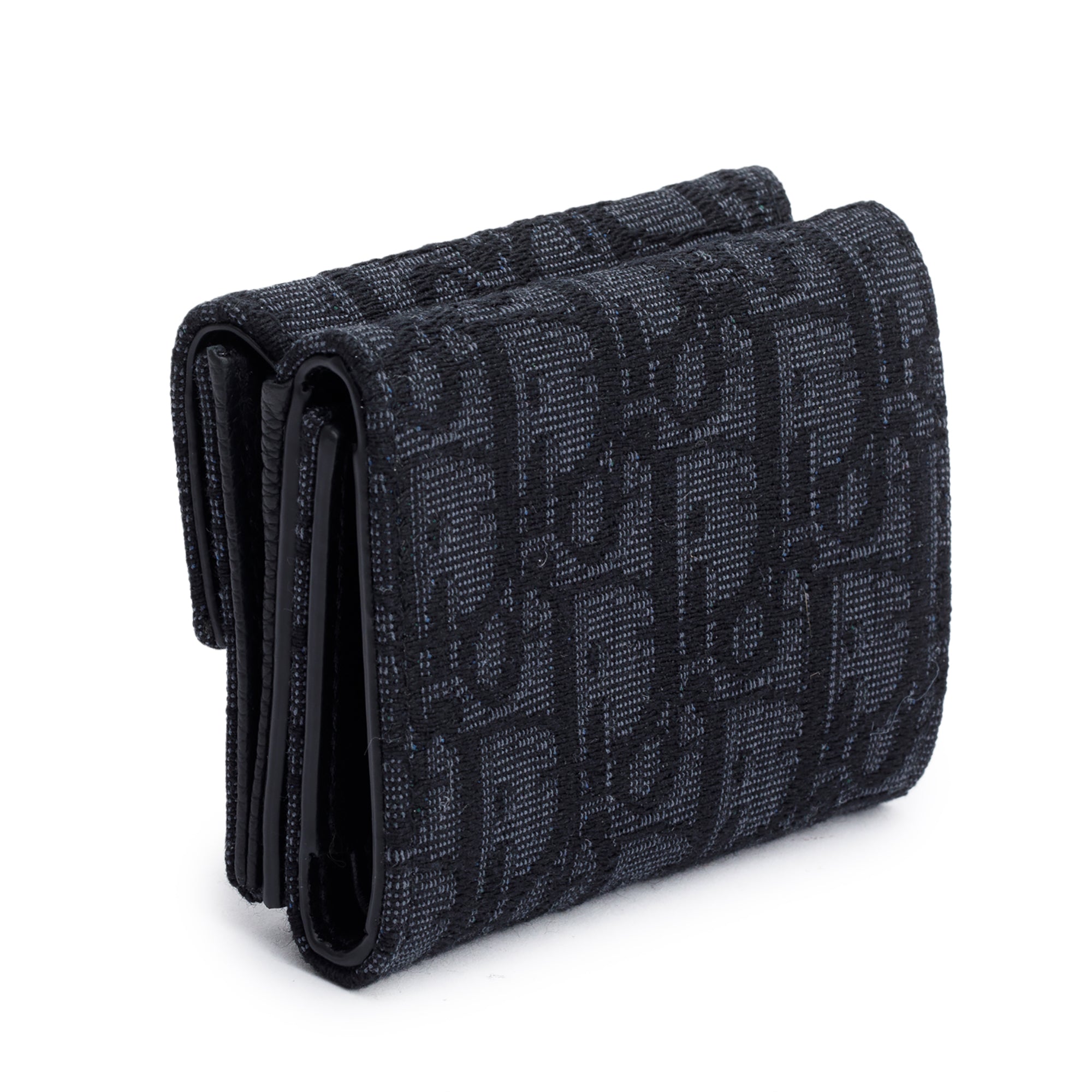 Christian Dior 2021 Black Oblique Trifold Compact Wallet w/ Box & Authenticity Card