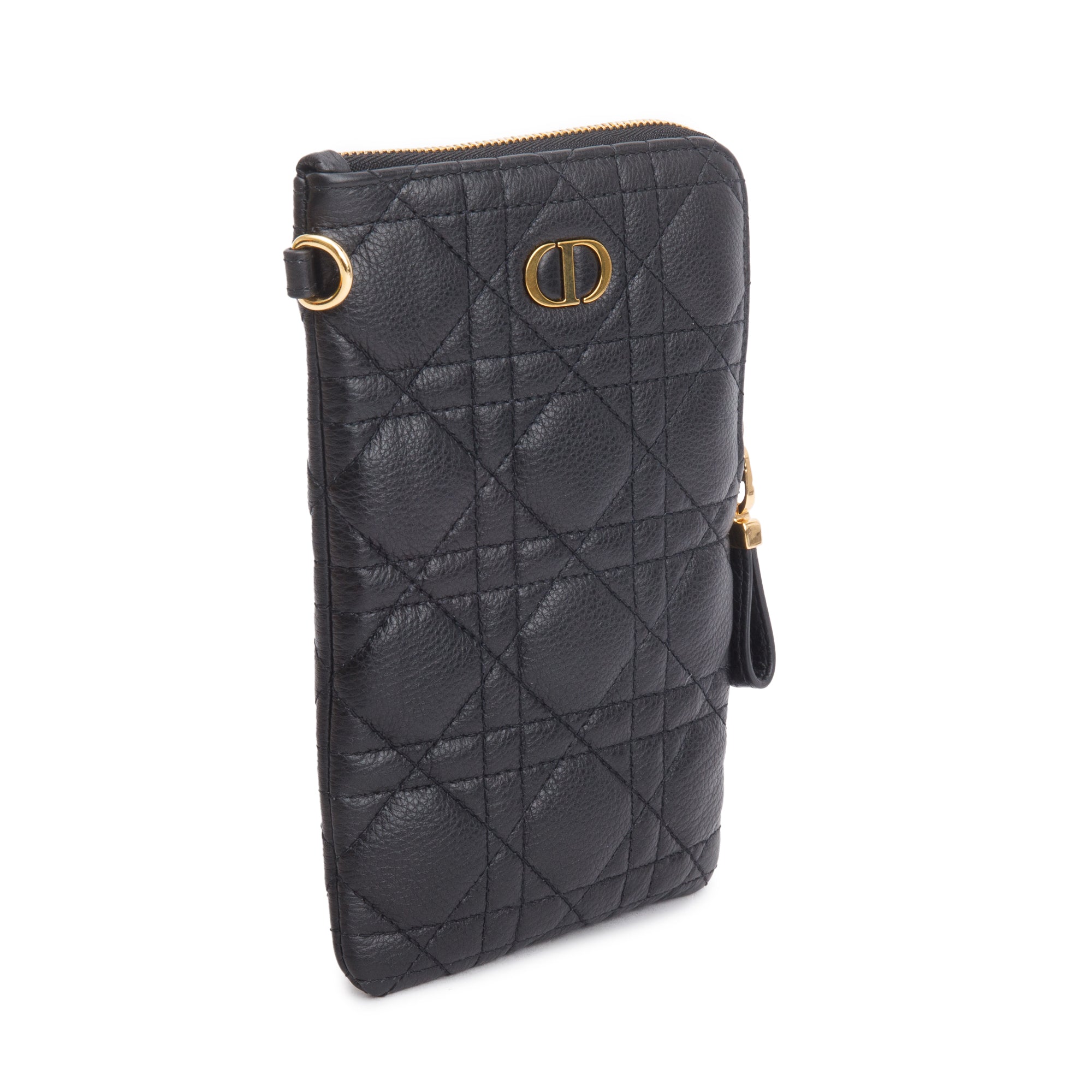 Christian Dior 2021 Black Quilted Leather Caro Multifunctional Pouch w/ Box