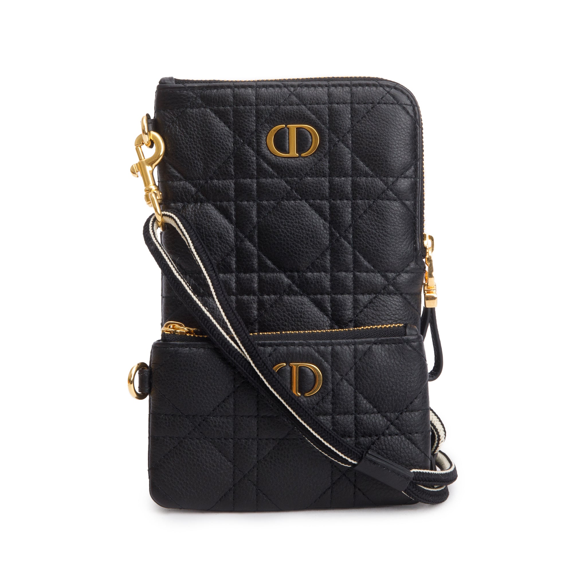 Christian Dior 2021 Black Quilted Leather Caro Multifunctional Pouch w/ Box