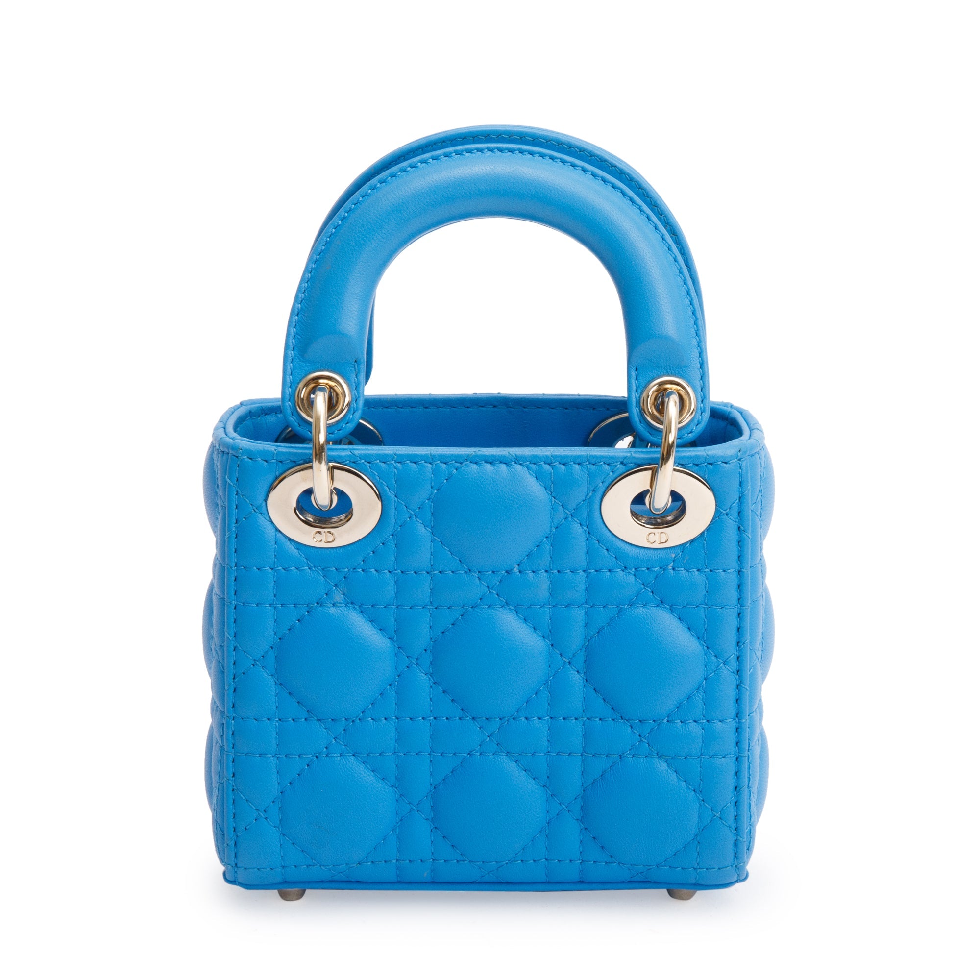 Christian Dior 2021 Blue Leather Micro Lady Dior Bag w/ Box