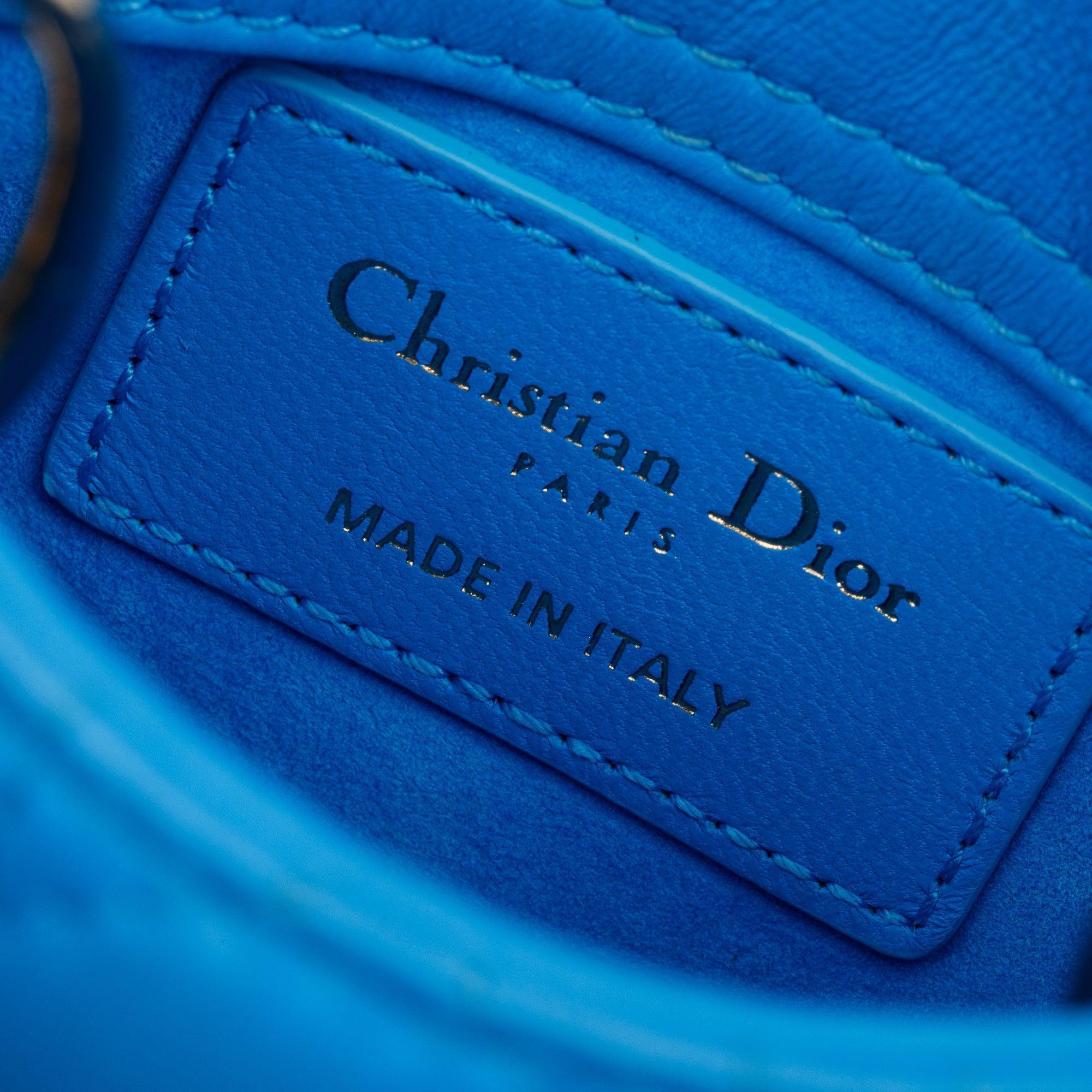 Christian Dior 2021 Blue Leather Micro Lady Dior Bag w/ Box