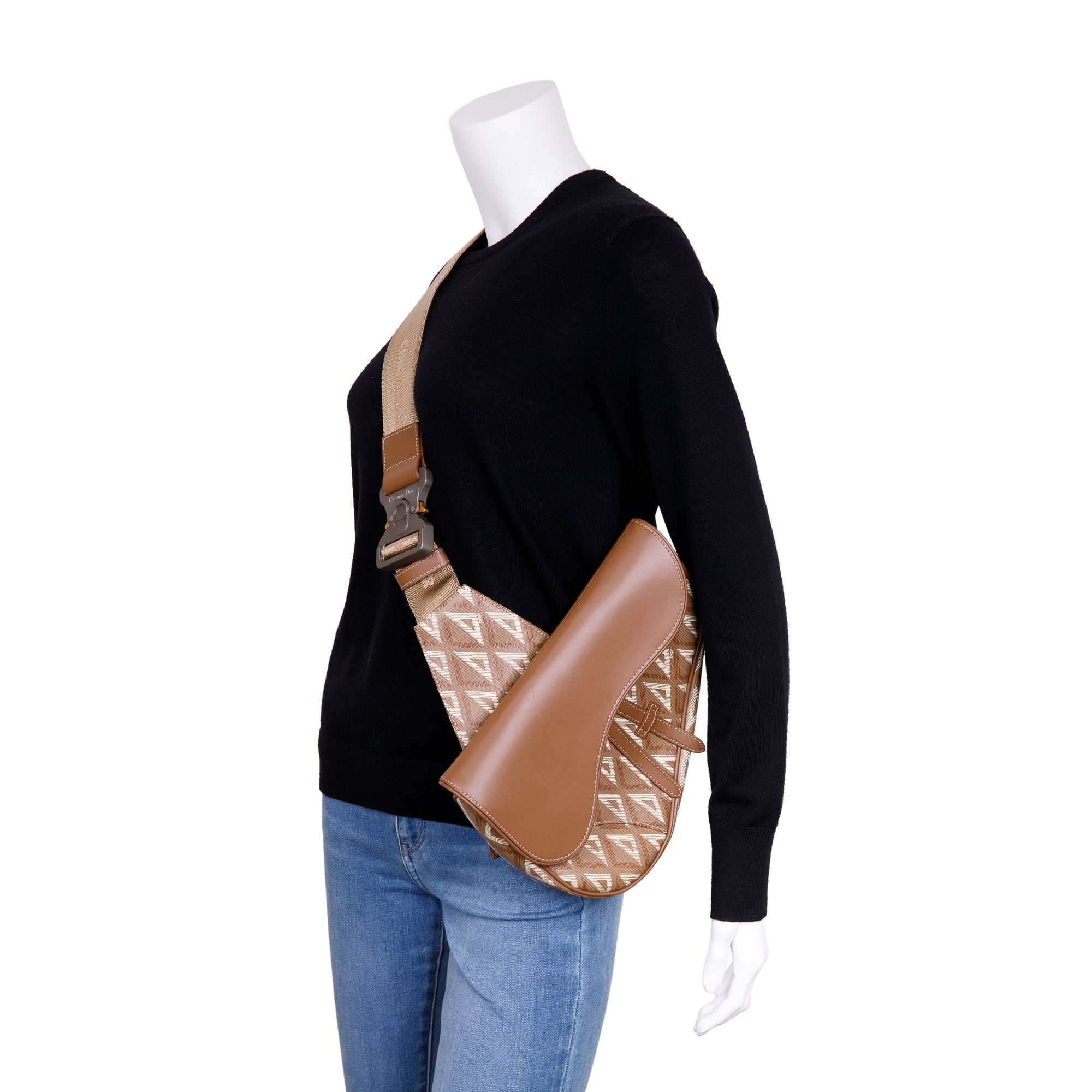 Christian Dior 2021 CD Diamond Coated Canvas Saddle Bag