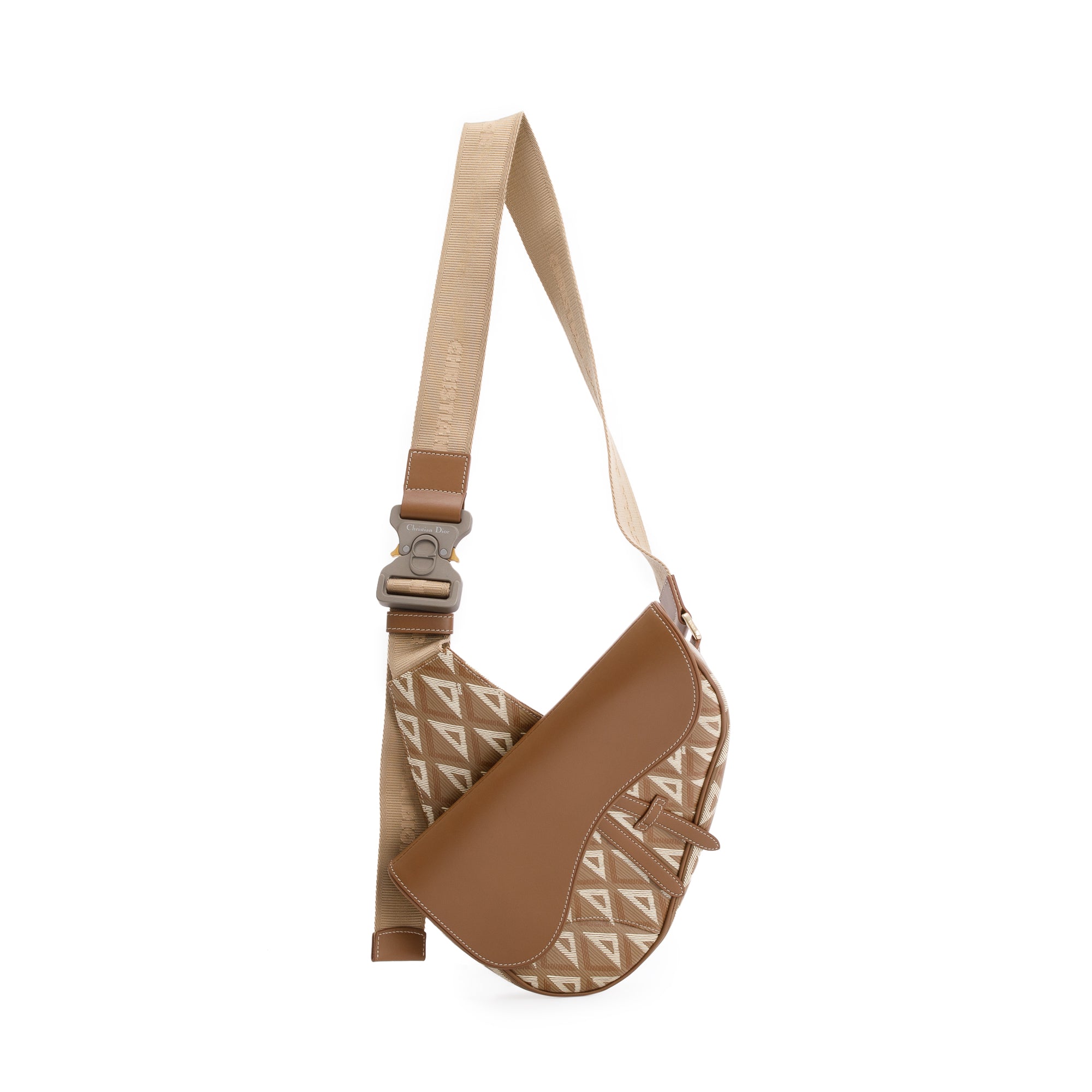 Christian Dior 2021 CD Diamond Coated Canvas Saddle Bag