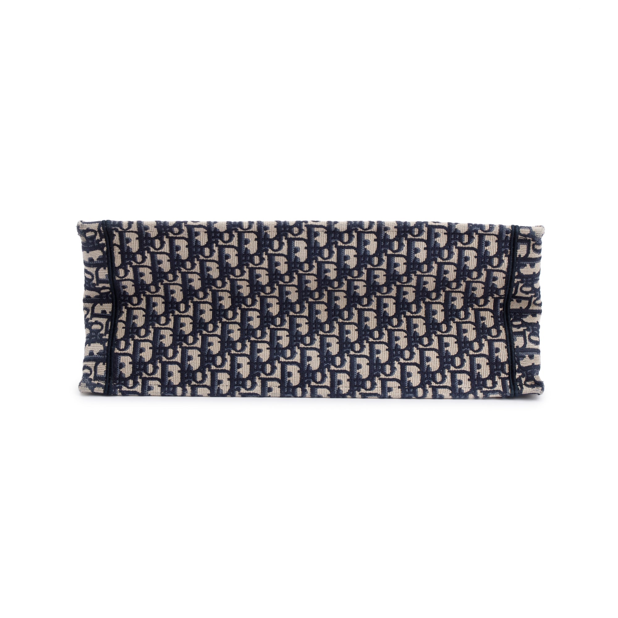 Christian Dior 2021 Ecru and Blue Dior Oblique Embroidery Large Book Tote w/ Box