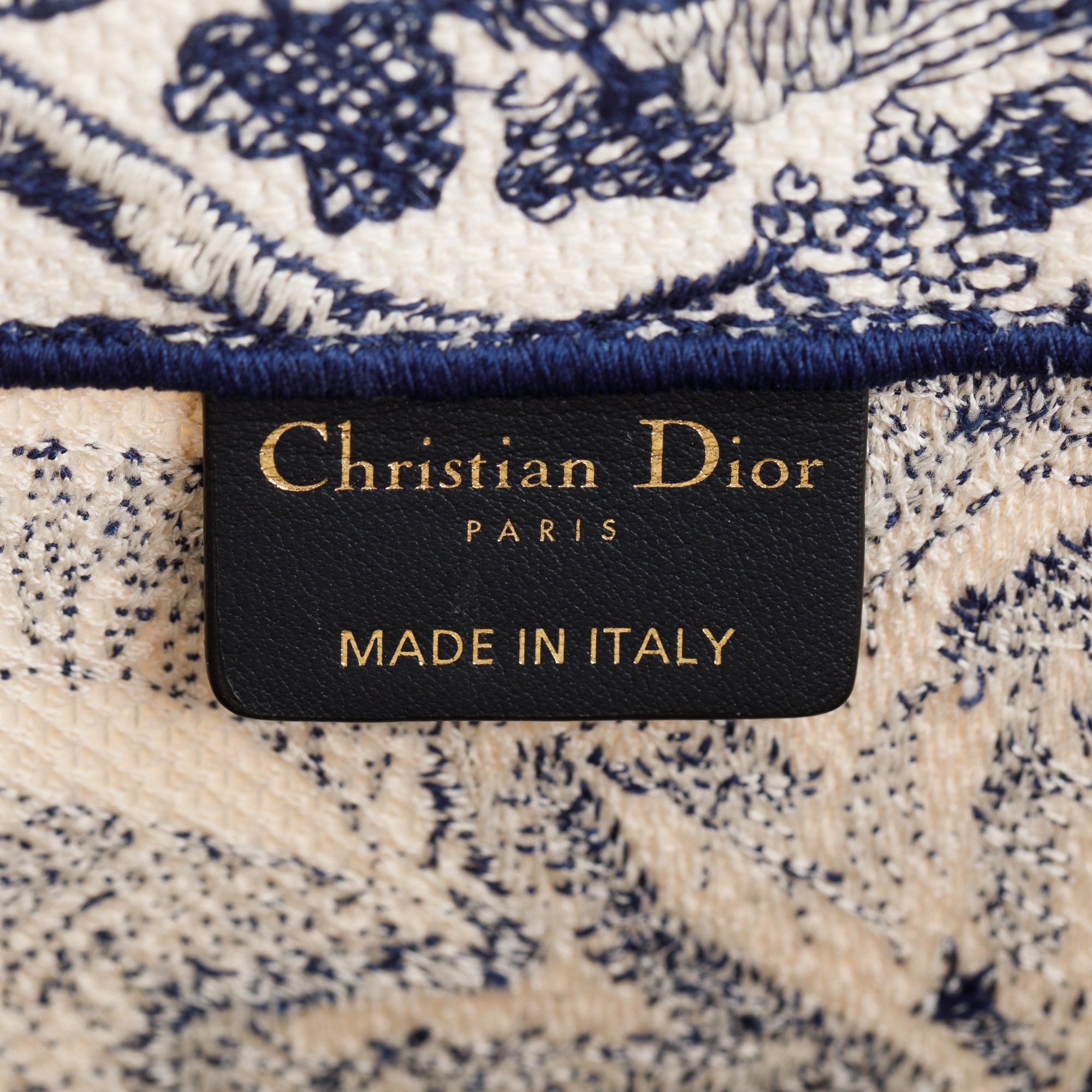 Christian Dior 2021 Large Ecru and Blue Toile de Jouy Embroidery Canvas Book Tote