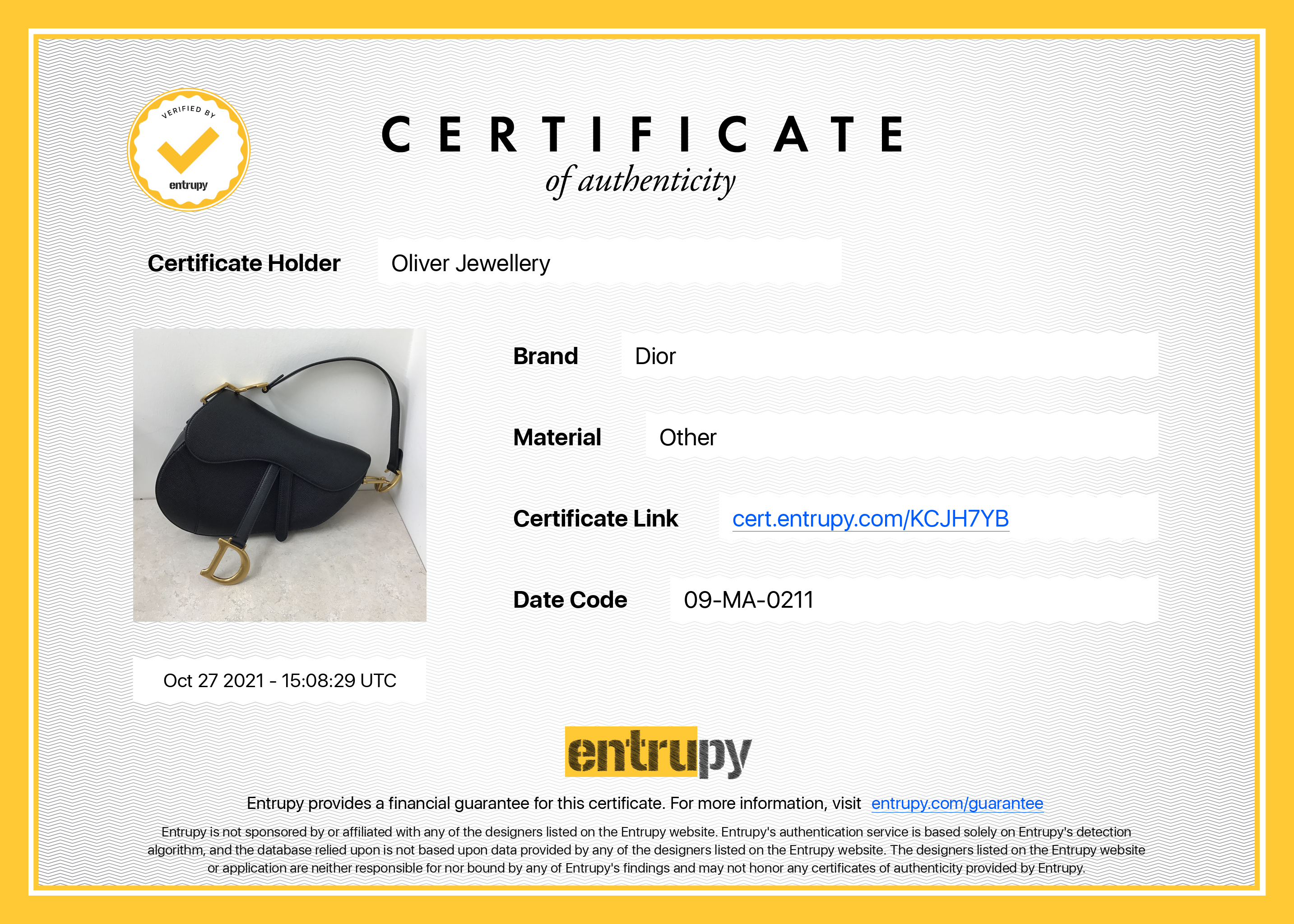 Christian Dior 2021 Medium Saddle Bag w/ Box