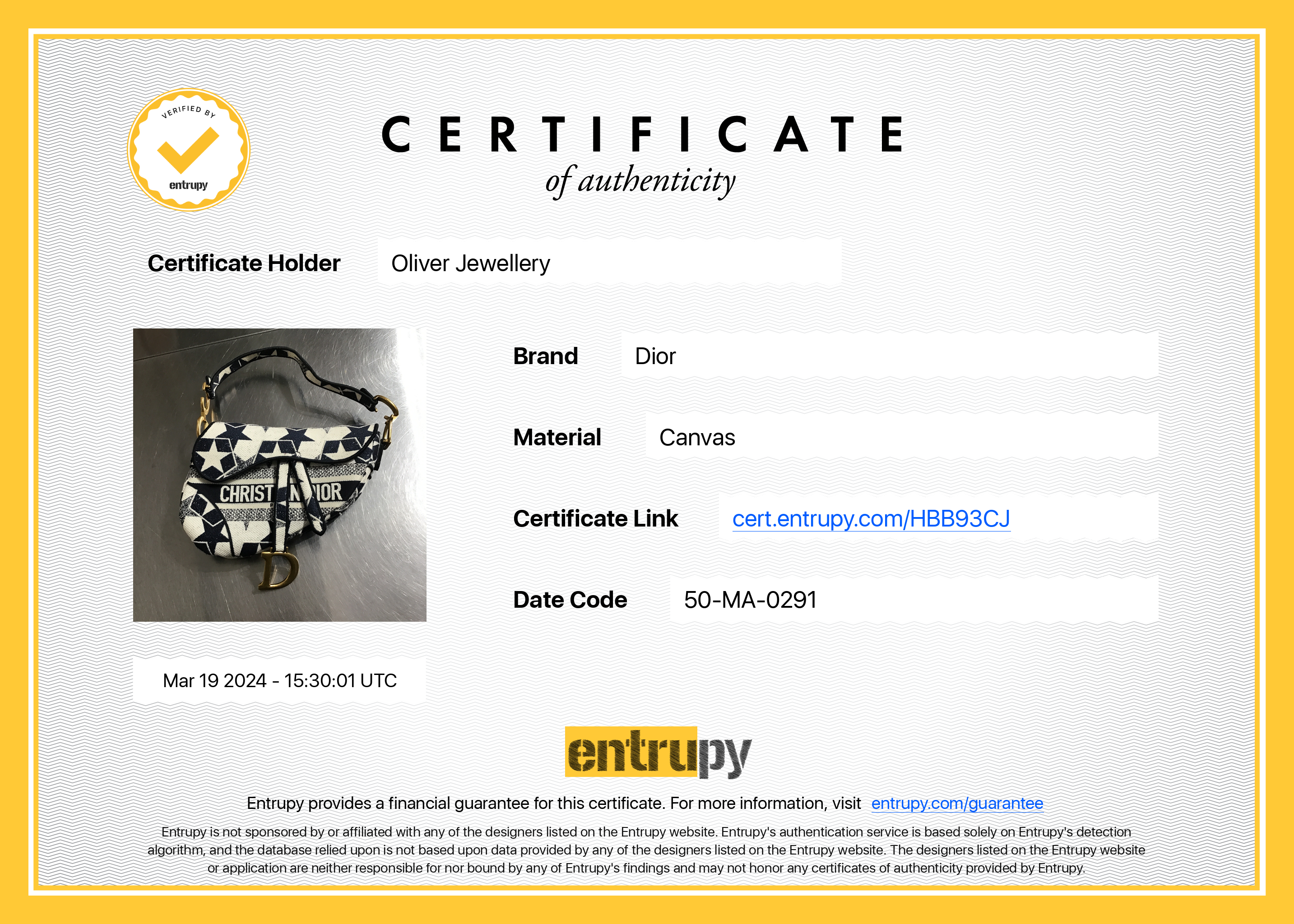 Christian Dior 2021 Navy & White Stars Embroidered Medium Saddle Bag w/ Box, Receipt & Authenticity Card