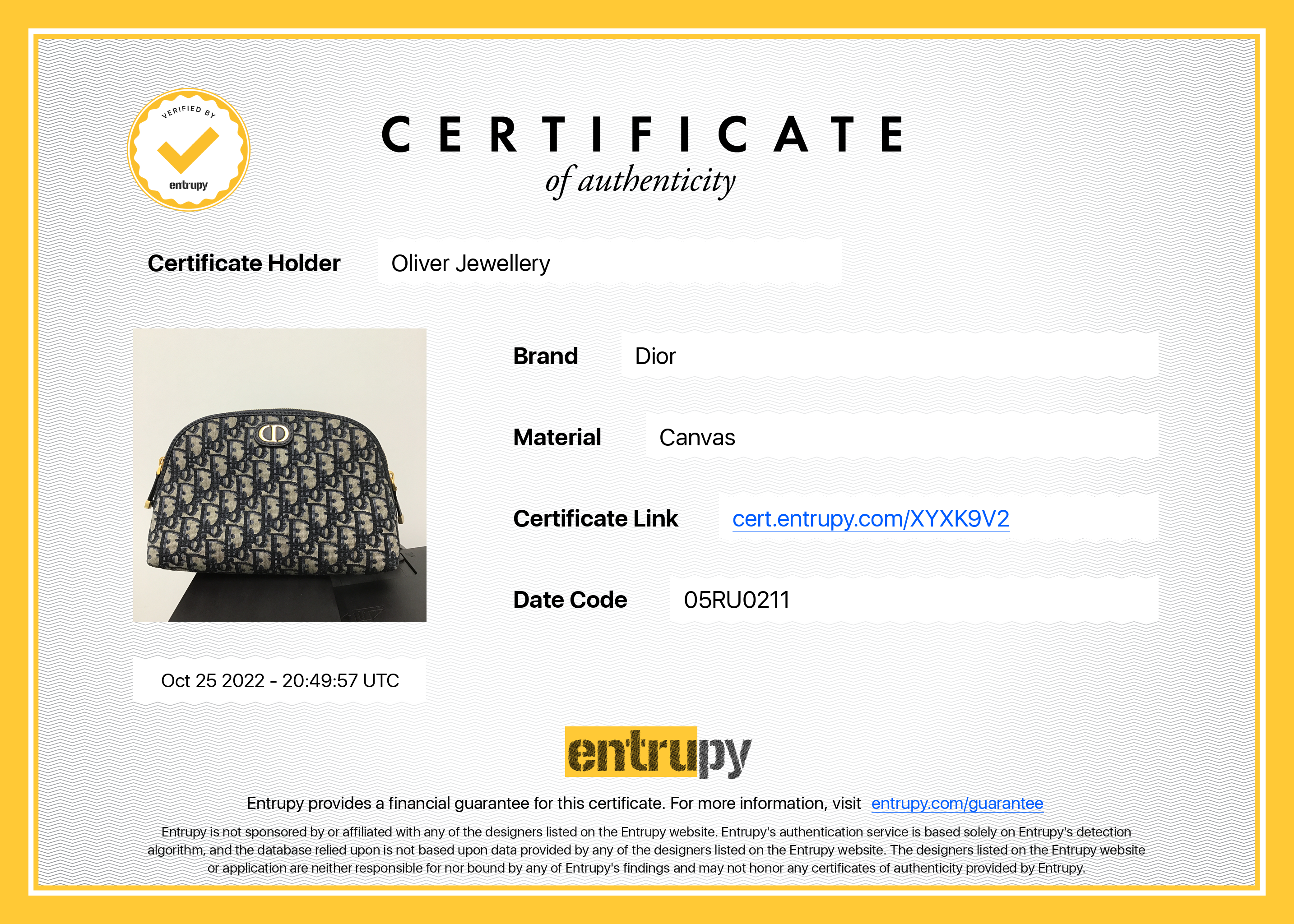 Christian Dior 2021 Oblique 30 Montaigne Beauty Pouch