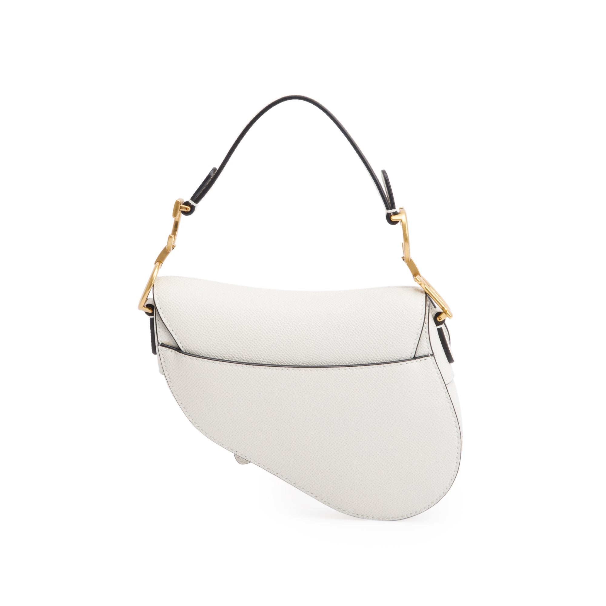 Christian Dior 2021 White Calfskin Leather Mini Saddle Bag w/ Box & Receipt