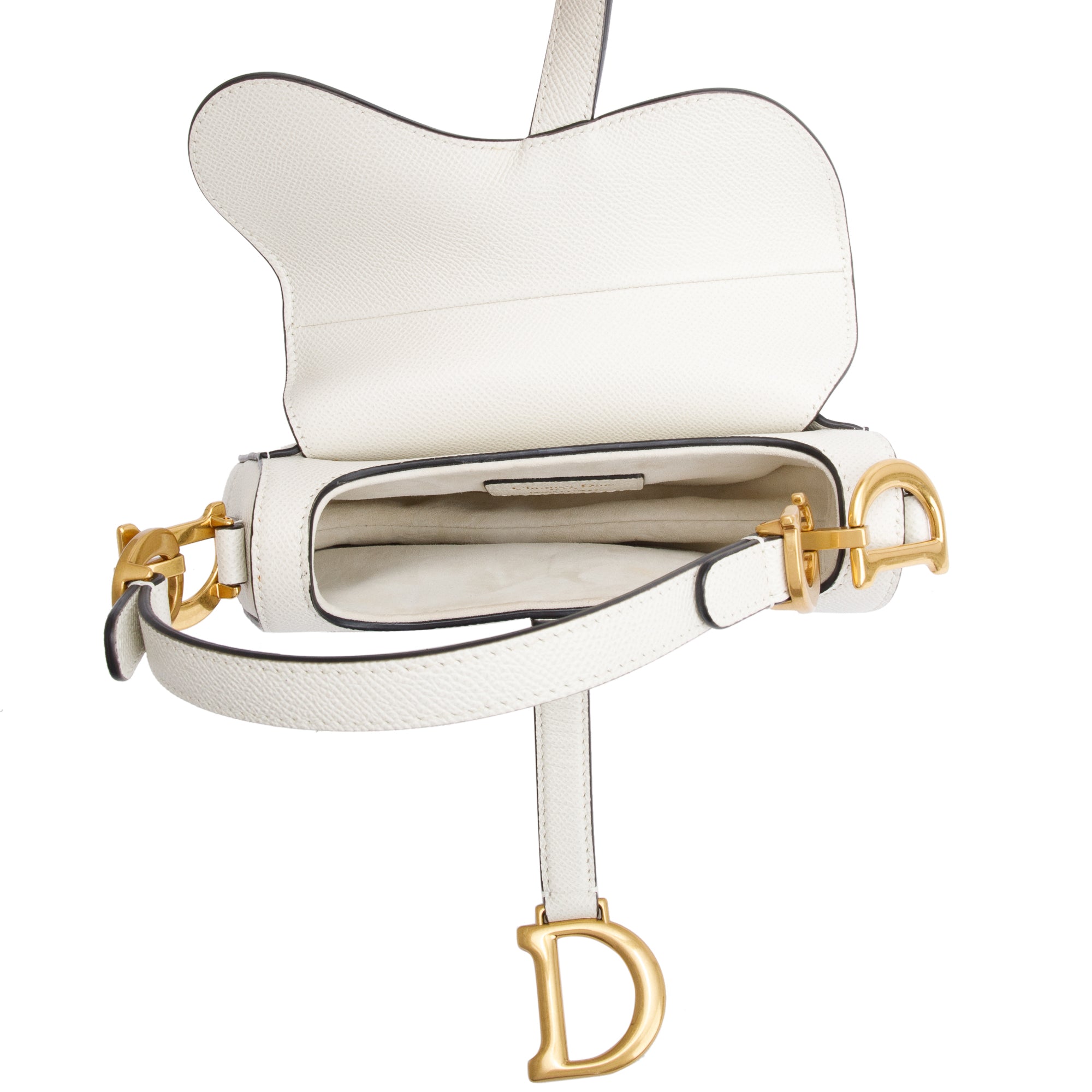 Christian Dior 2021 White Calfskin Leather Mini Saddle Bag w/ Box & Receipt