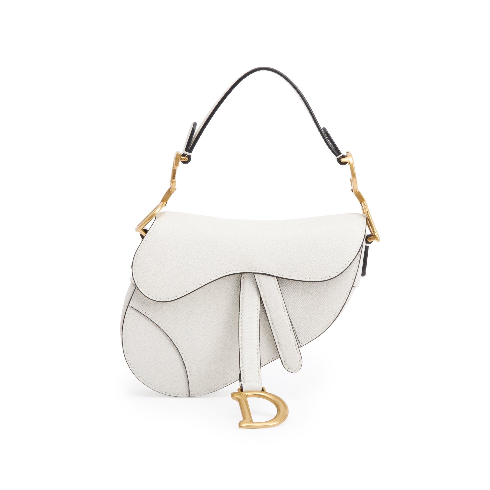 Christian Dior 2021 White Calfskin Leather Mini Saddle Bag w/ Box & Receipt