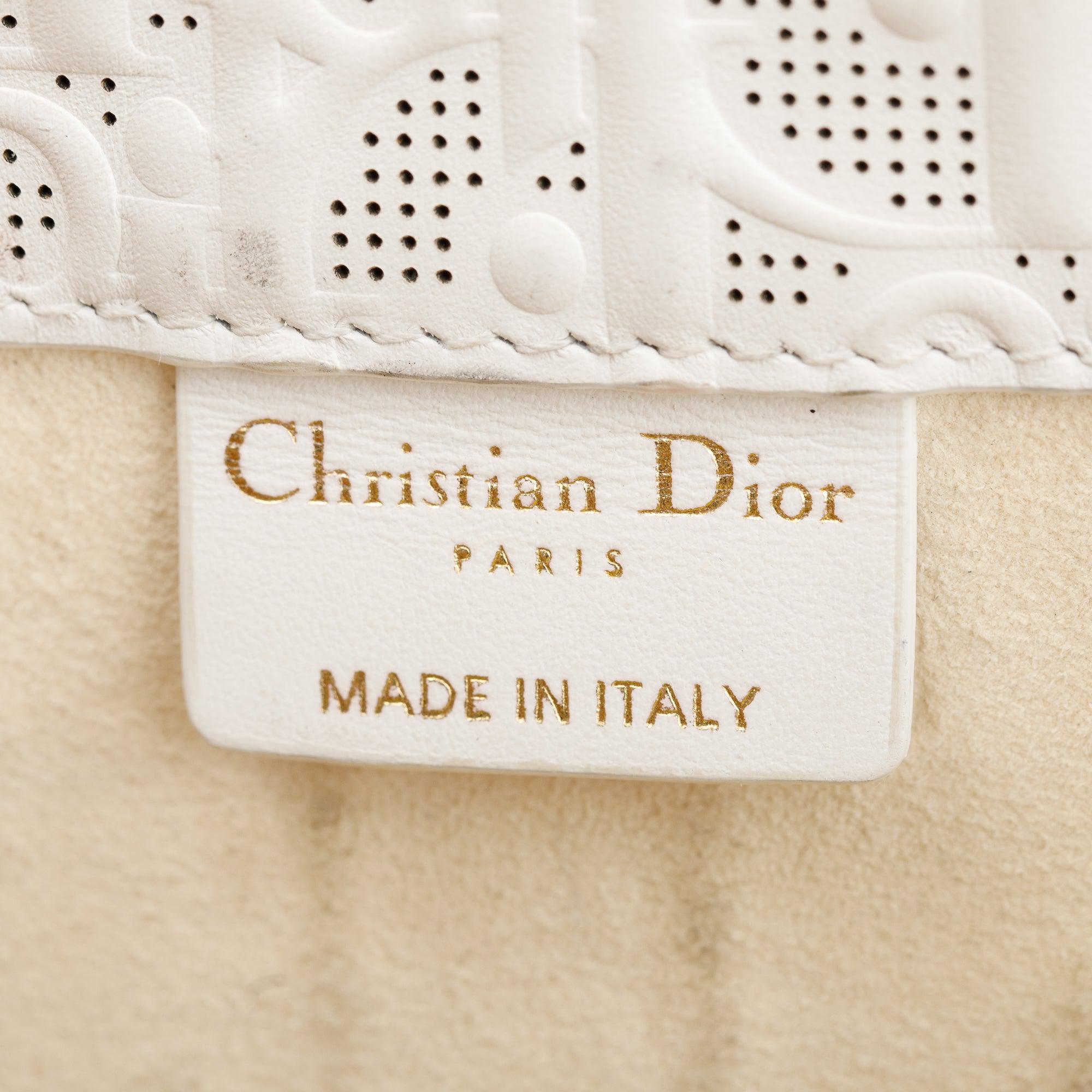 Christian Dior 2021 White Oblique Embossed Leather Medium Book Tote