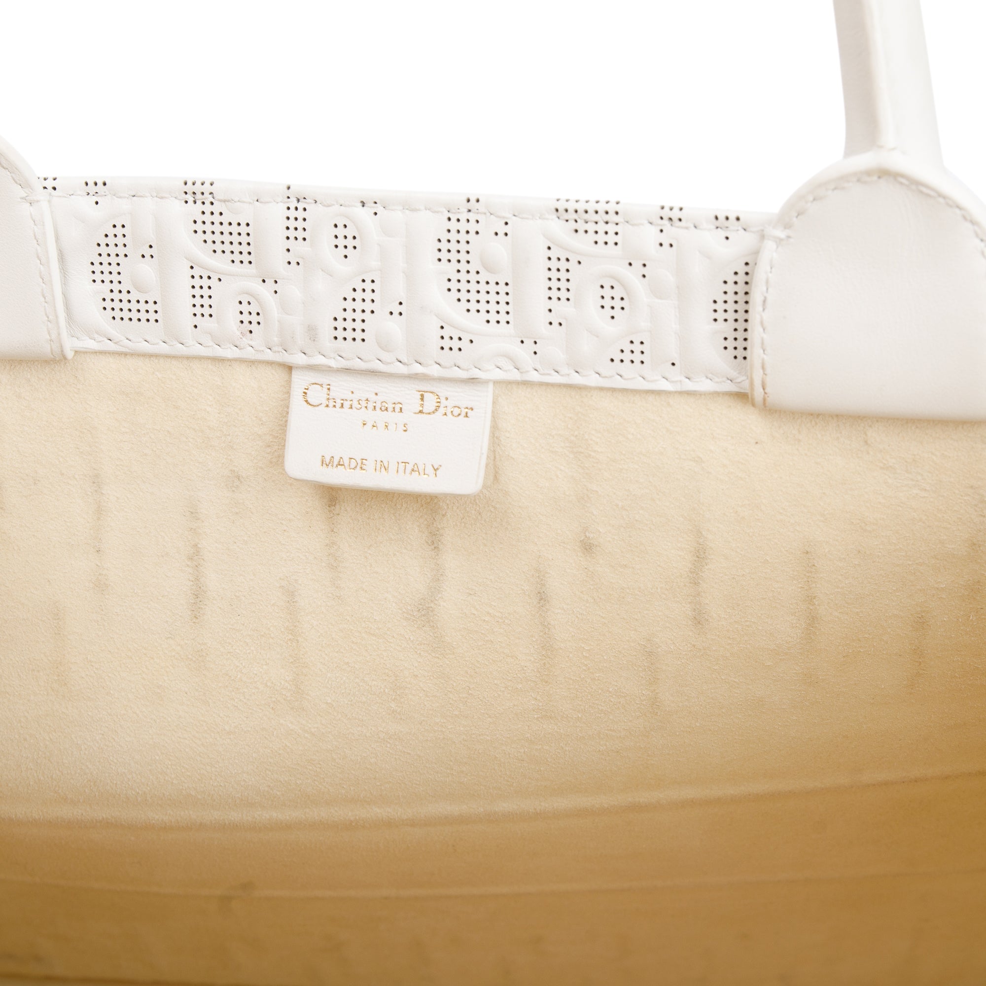 Christian Dior 2021 White Oblique Embossed Leather Medium Book Tote