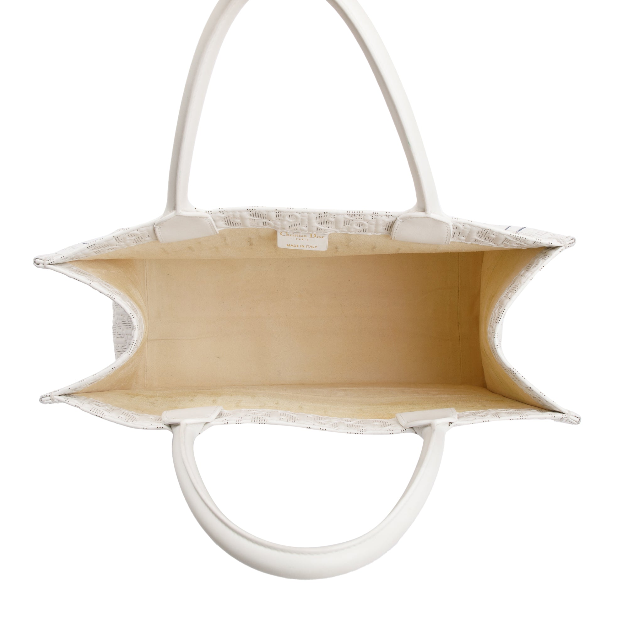 Christian Dior 2021 White Oblique Embossed Leather Medium Book Tote