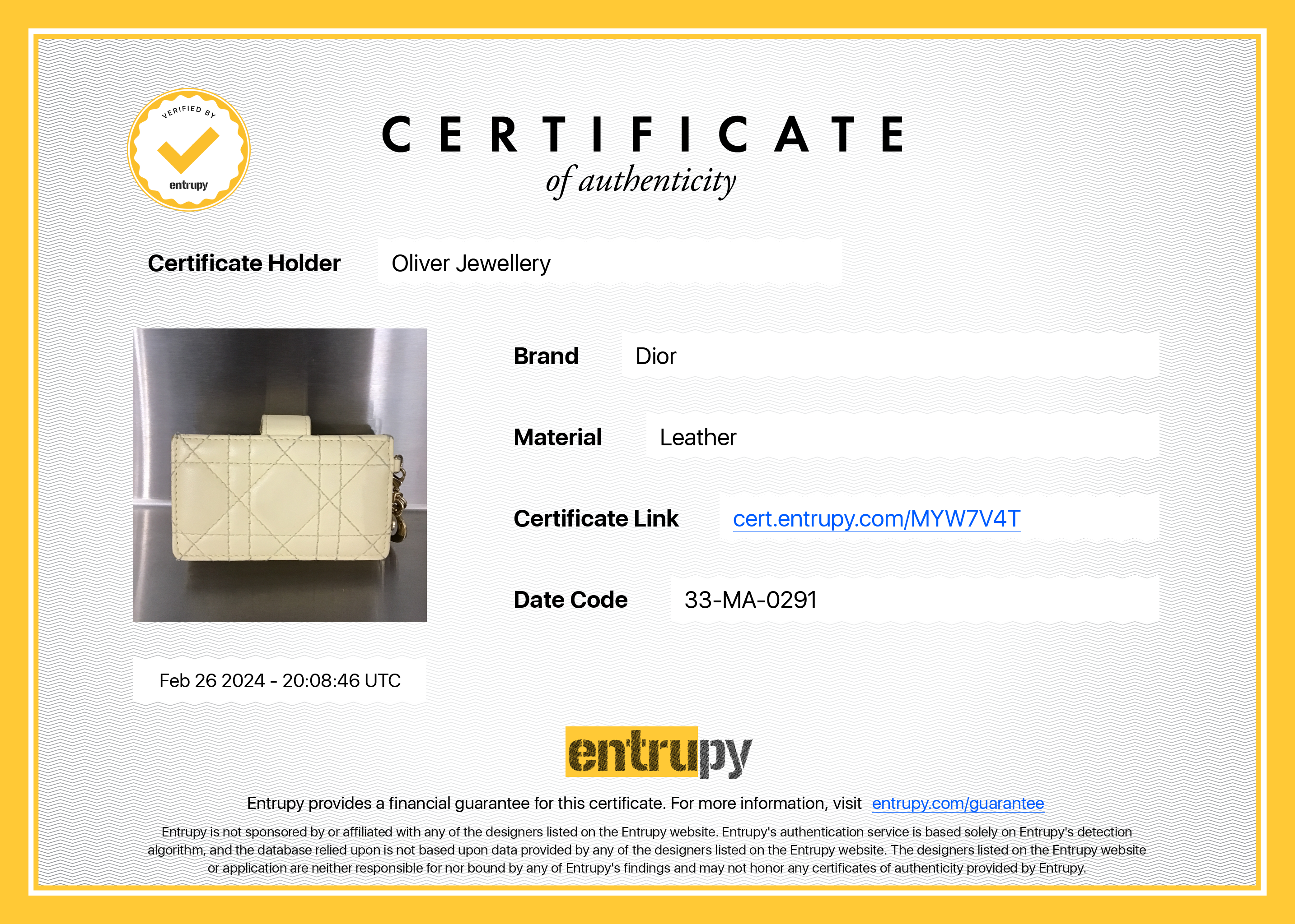 Christian Dior 2021 Yellow Cannage Lambskin Leather Lady Dior 5-Gusset Card Holder