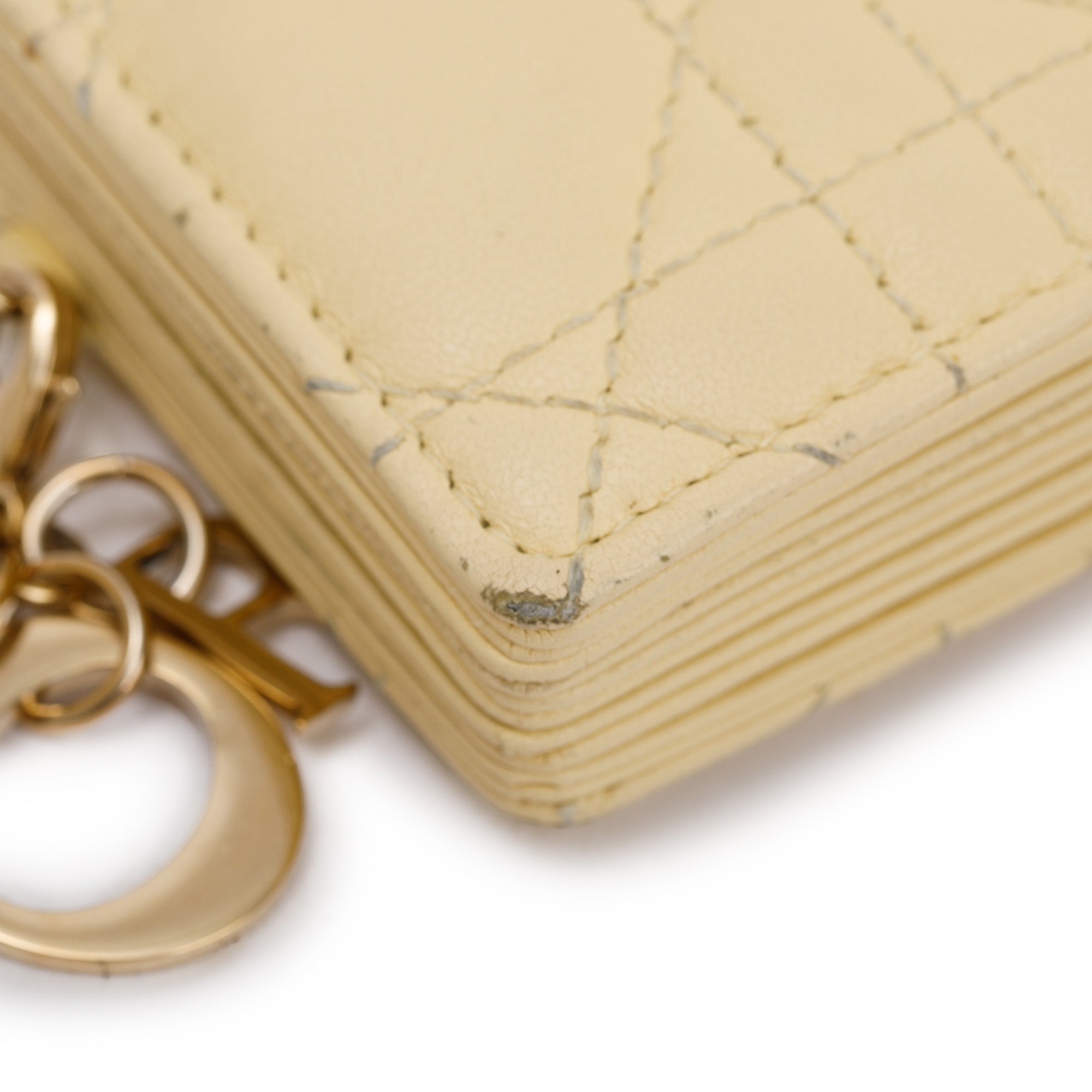 Christian Dior 2021 Yellow Cannage Lambskin Leather Lady Dior 5-Gusset Card Holder