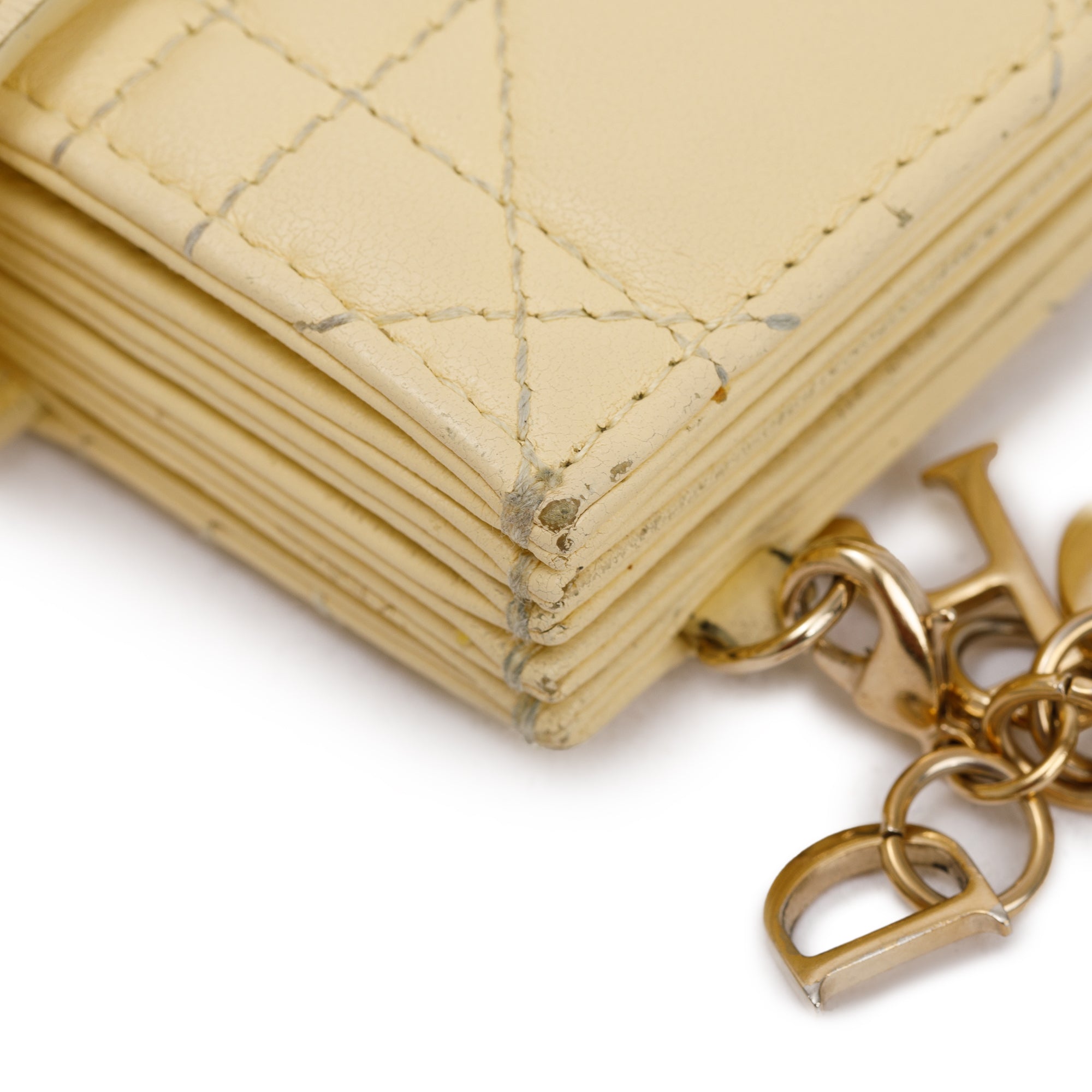 Christian Dior 2021 Yellow Cannage Lambskin Leather Lady Dior 5-Gusset Card Holder