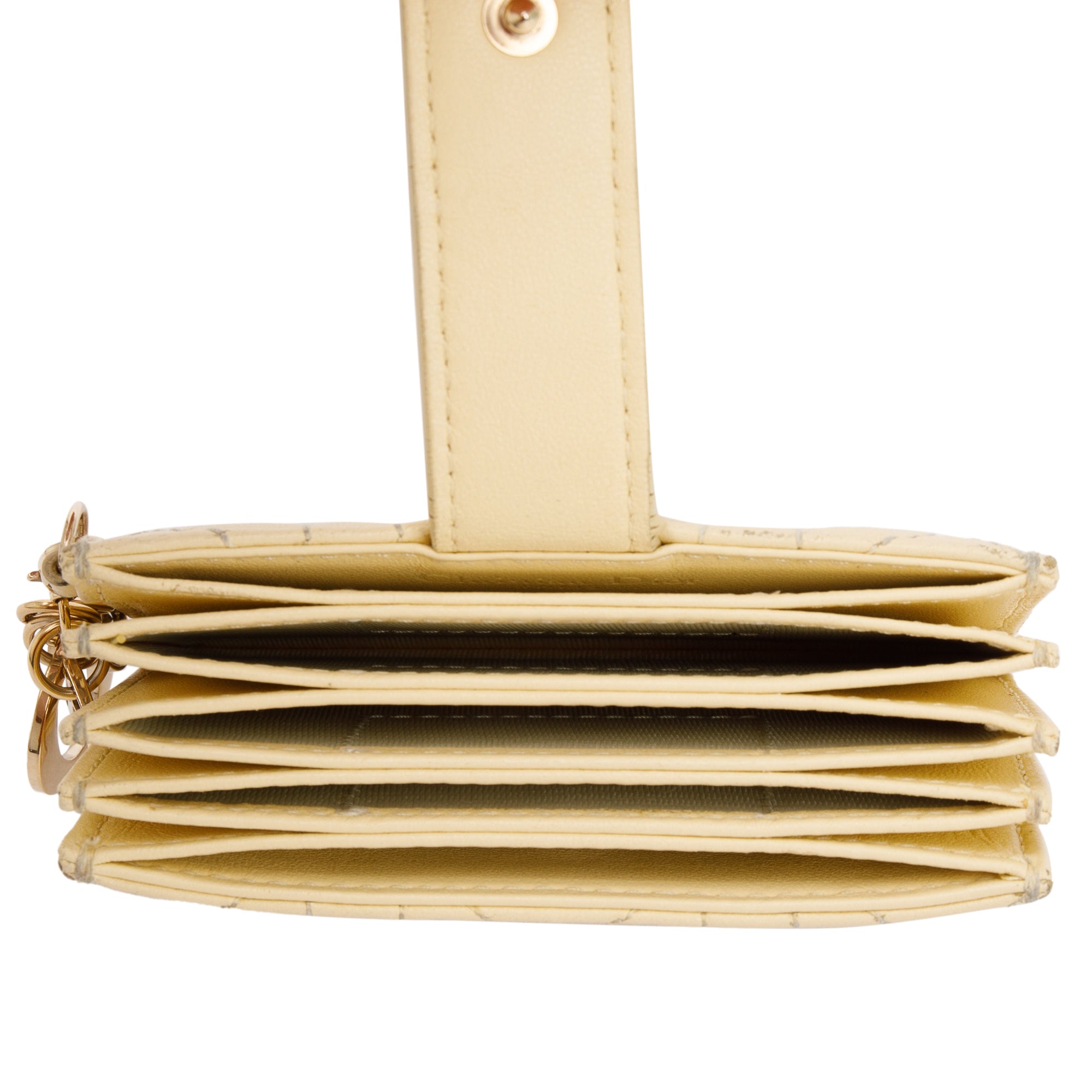 Christian Dior 2021 Yellow Cannage Lambskin Leather Lady Dior 5-Gusset Card Holder