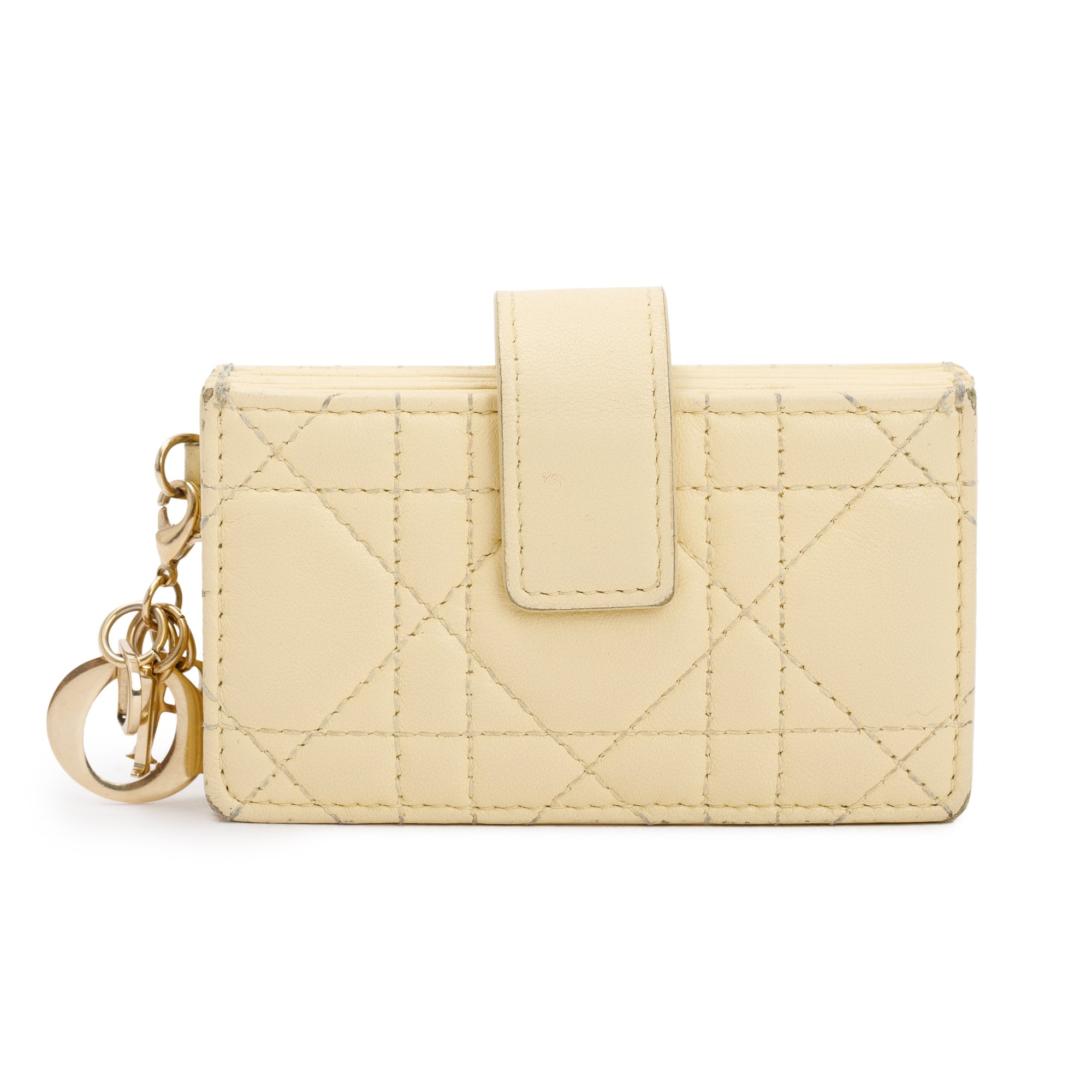 Christian Dior 2021 Yellow Cannage Lambskin Leather Lady Dior 5-Gusset Card Holder