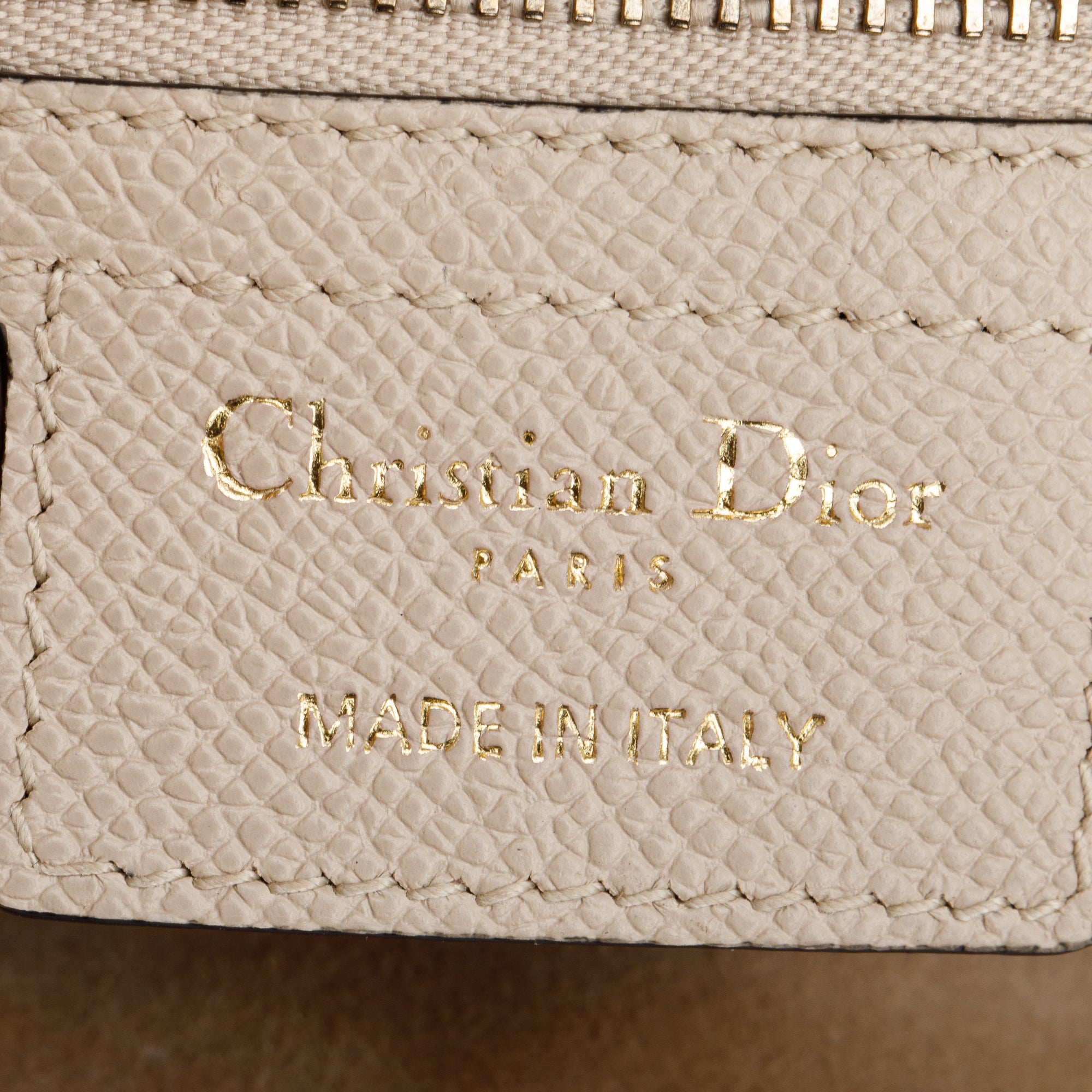 Christian Dior 2022 Beige Grained Calfskin Leather Saddle Bag w/ Strap & Authenticity Card