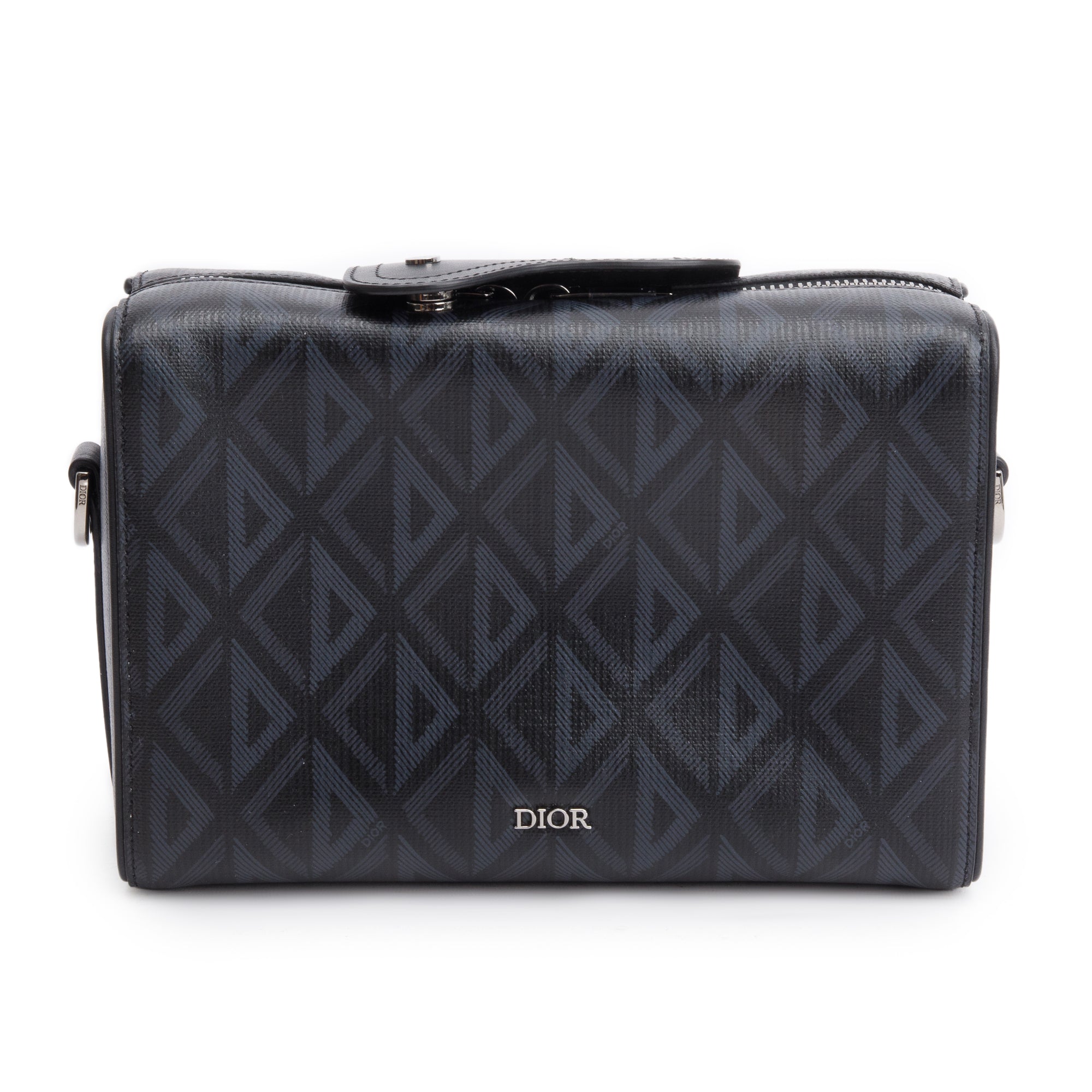 Christian Dior 2022 Black CD Diamond Coated Canvas Lingot 22 w/ Strap & Authenticity Card