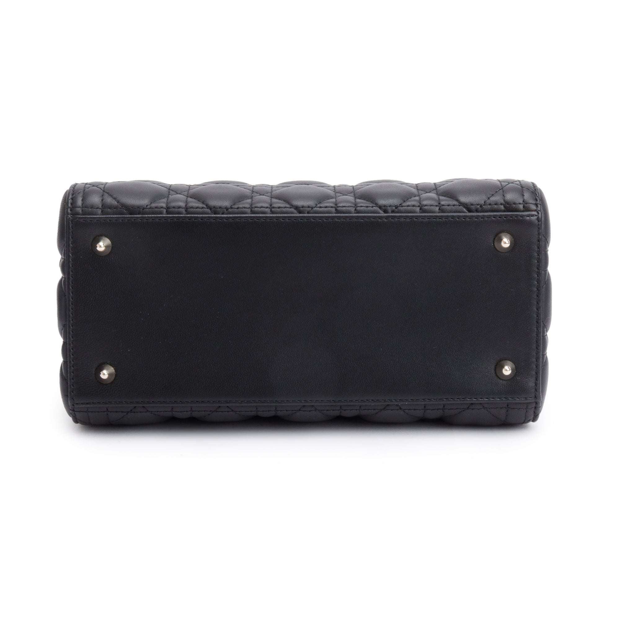 Christian Dior 2022 Black Cannage Lambskin Leather Medium Lady Dior Bag w/ Strap