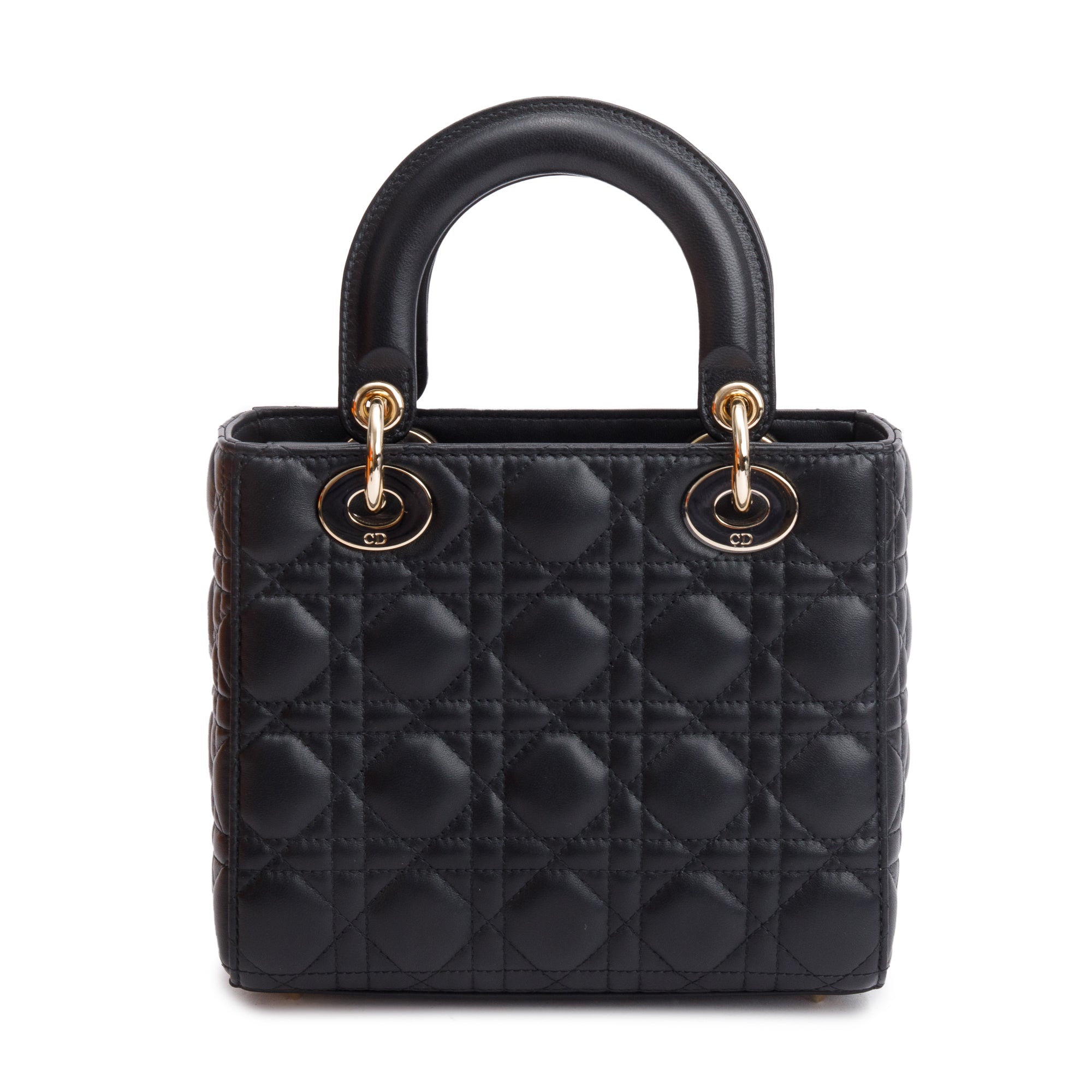 Christian Dior 2022 Black Cannage Lambskin Leather Small Lady Dior Bag w/ Box, Authenticity Card & Strap