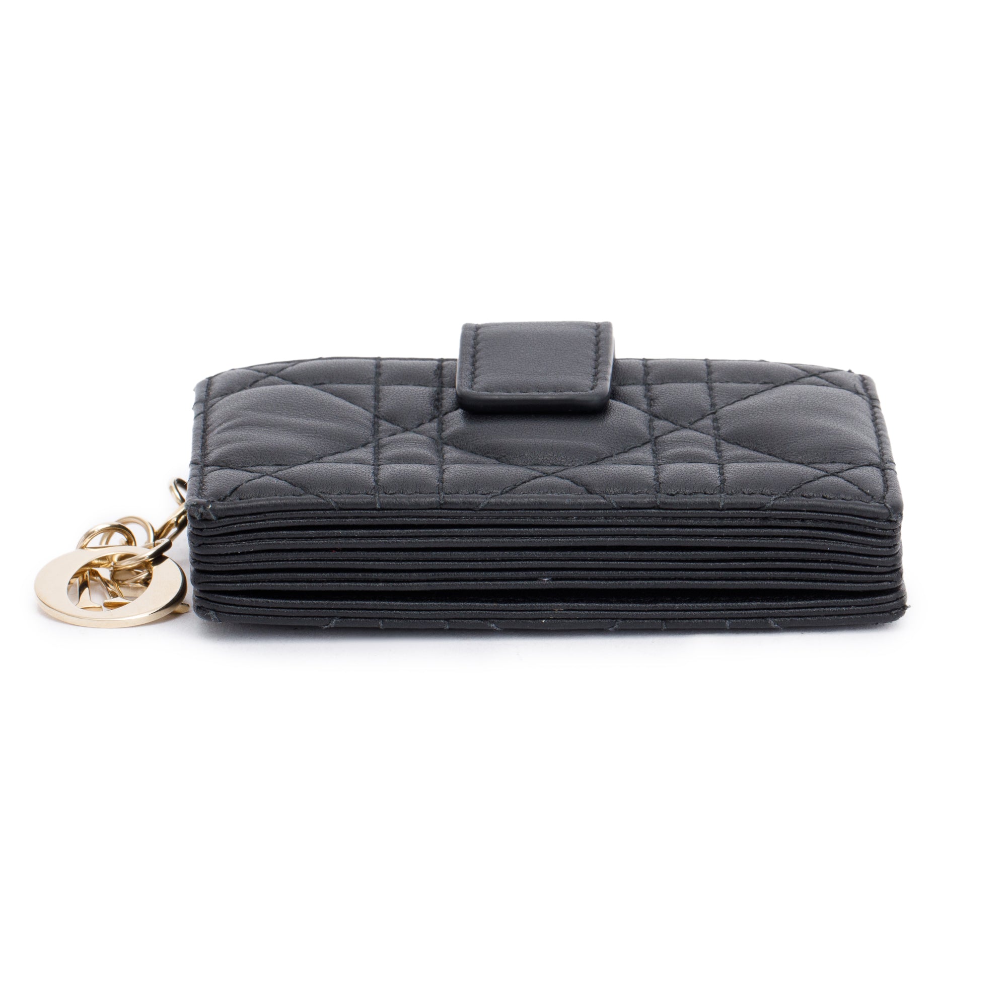 Christian Dior 2022 Black Cannage Leather Lady Dior Jasmin Card Holder w/ Box & Receipt